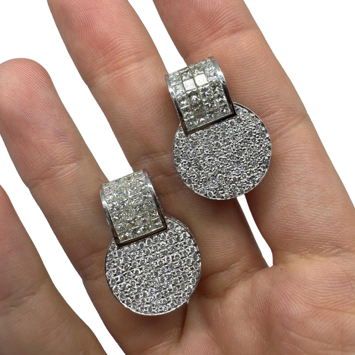 18K White Gold Princess Cut Diamond Earrings