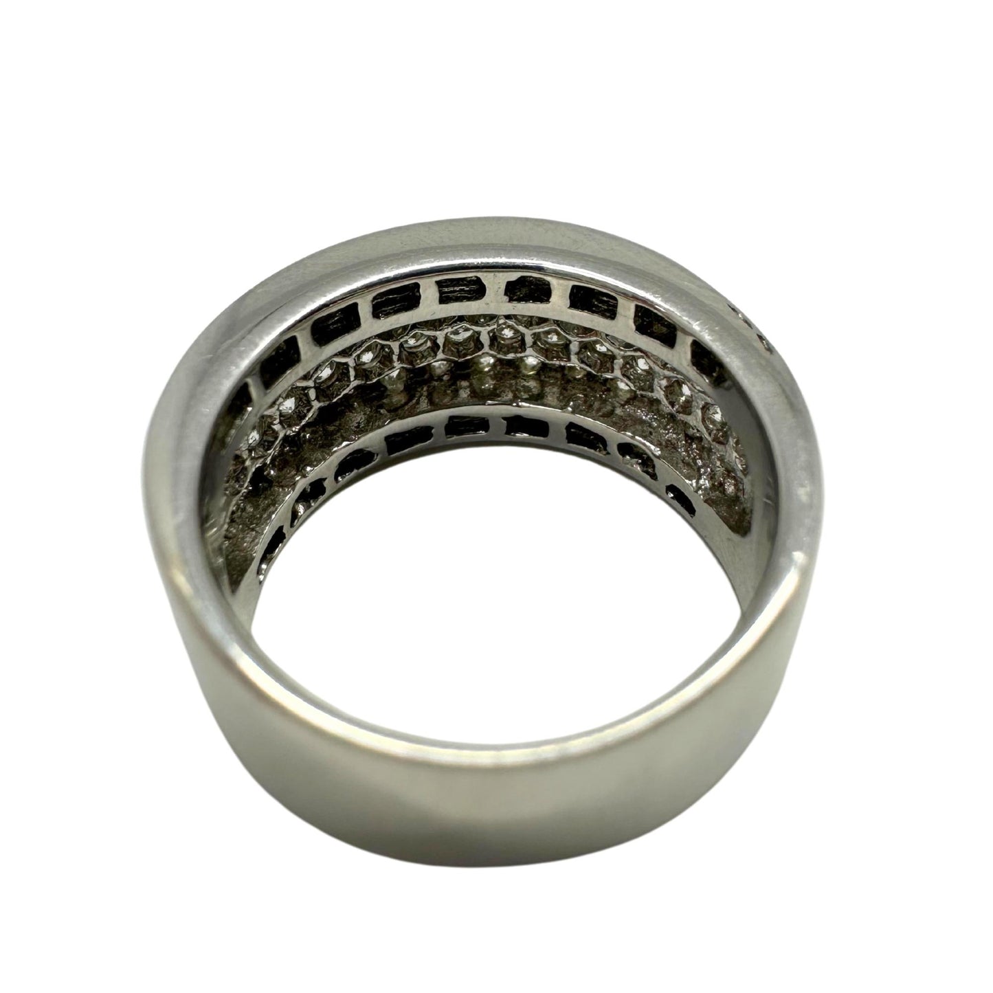 18K White Gold Baguette Cut Diamond Wide Band Ring