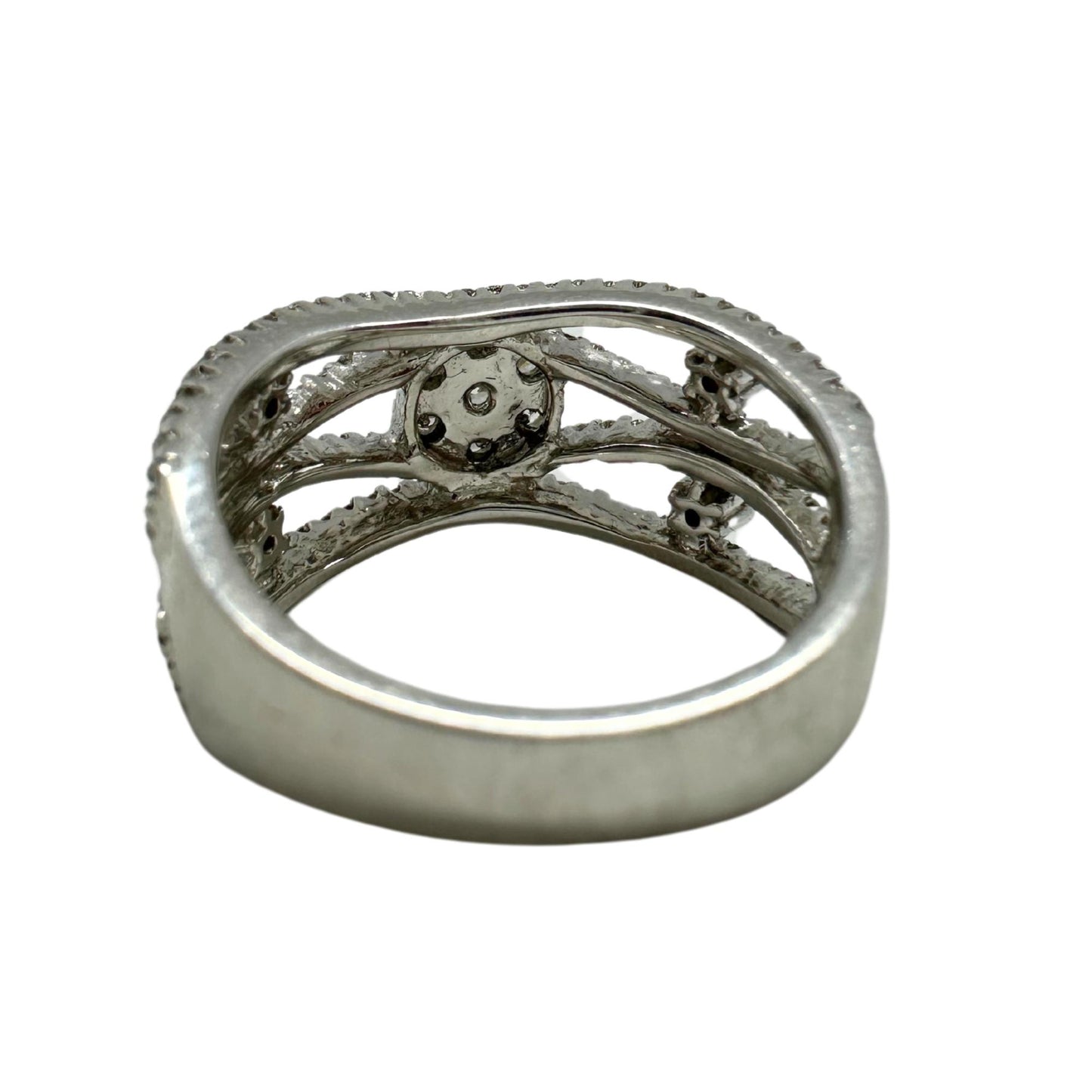 18K White Gold Diamond Wide Band Ring