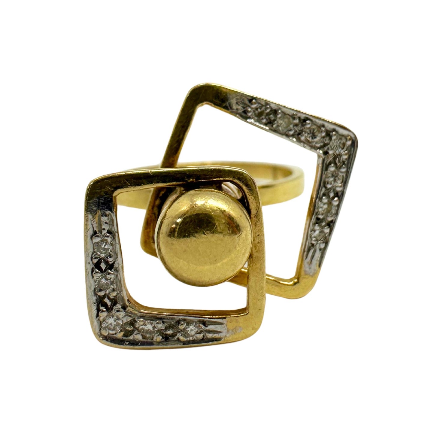 14K Estate Yellow Gold Diamond Fidget Spinning Ring