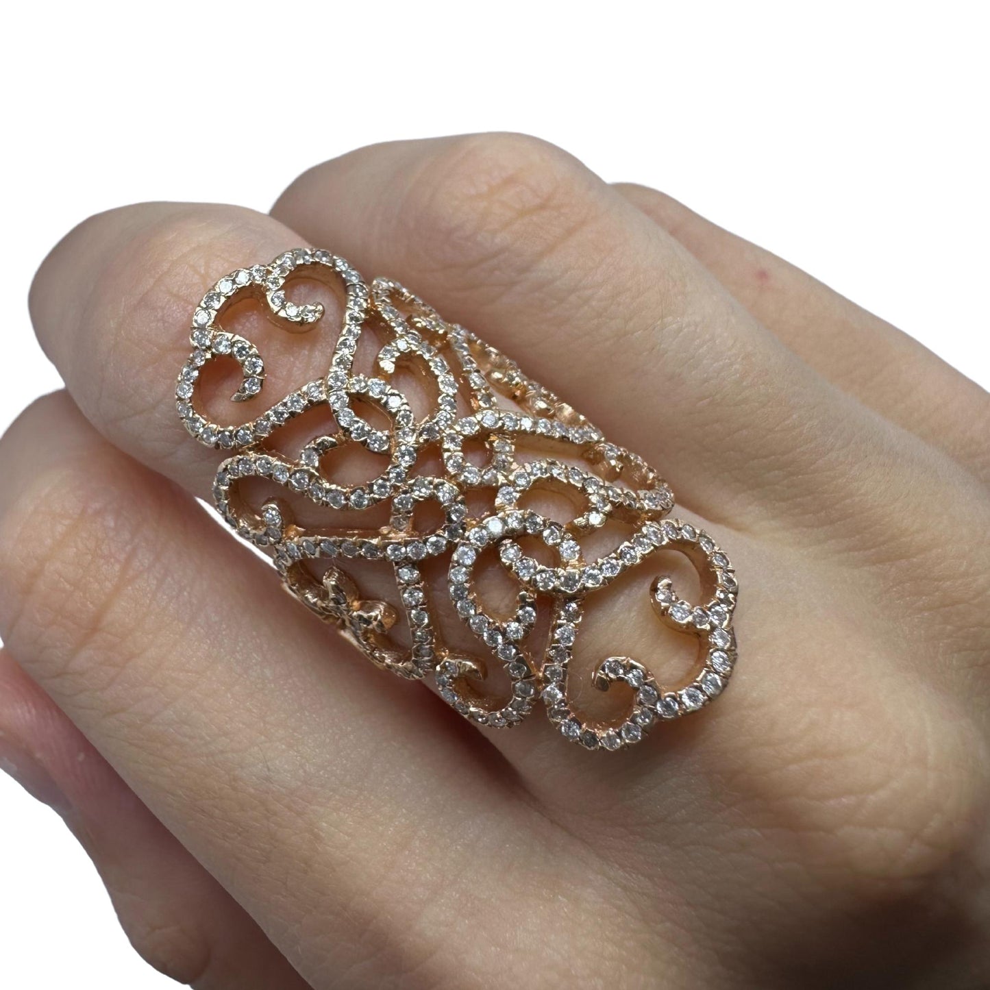14K Yellow Gold Diamond Wide Band Ring