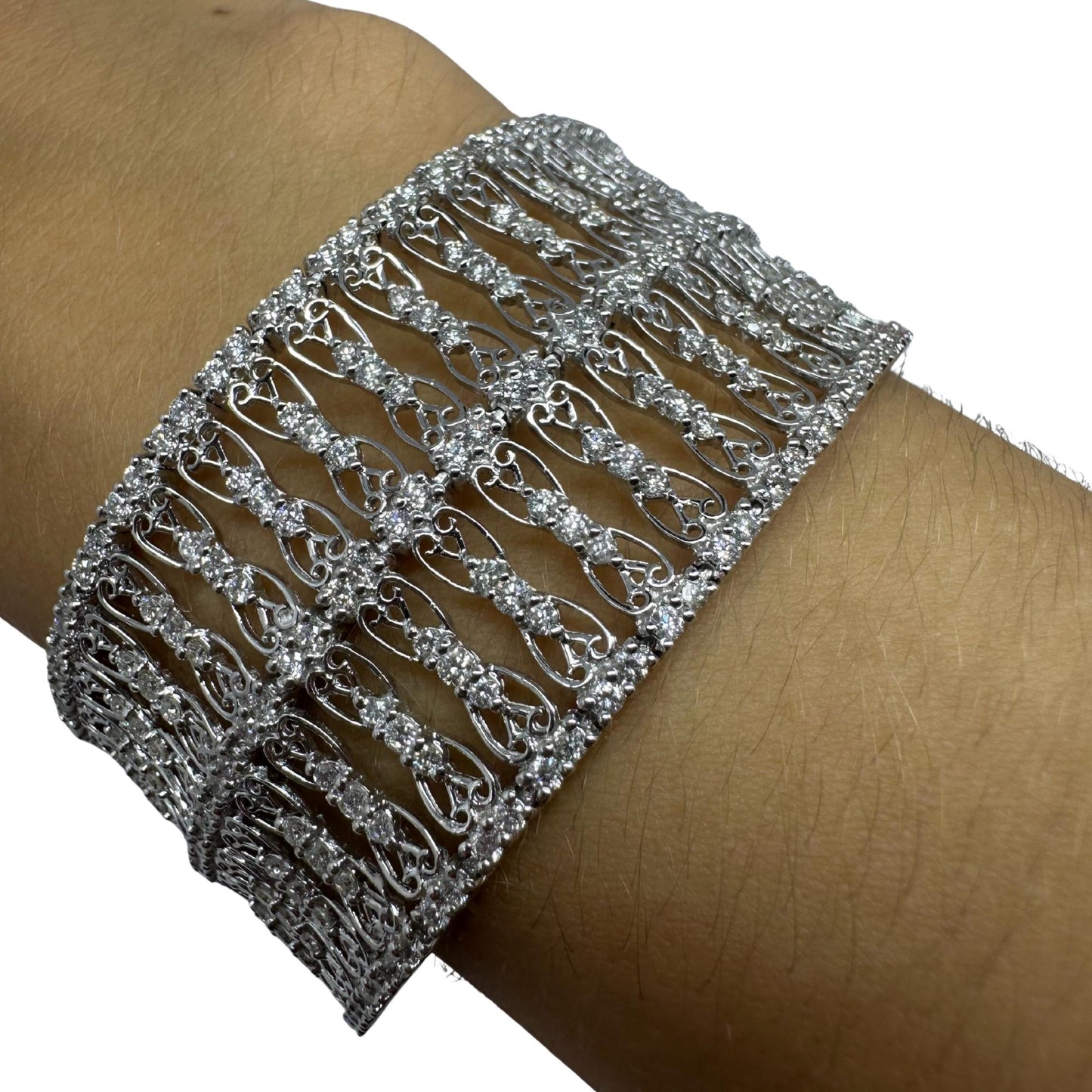 18K White Gold 9.48 Carat Diamond Bracelet - 7 inches