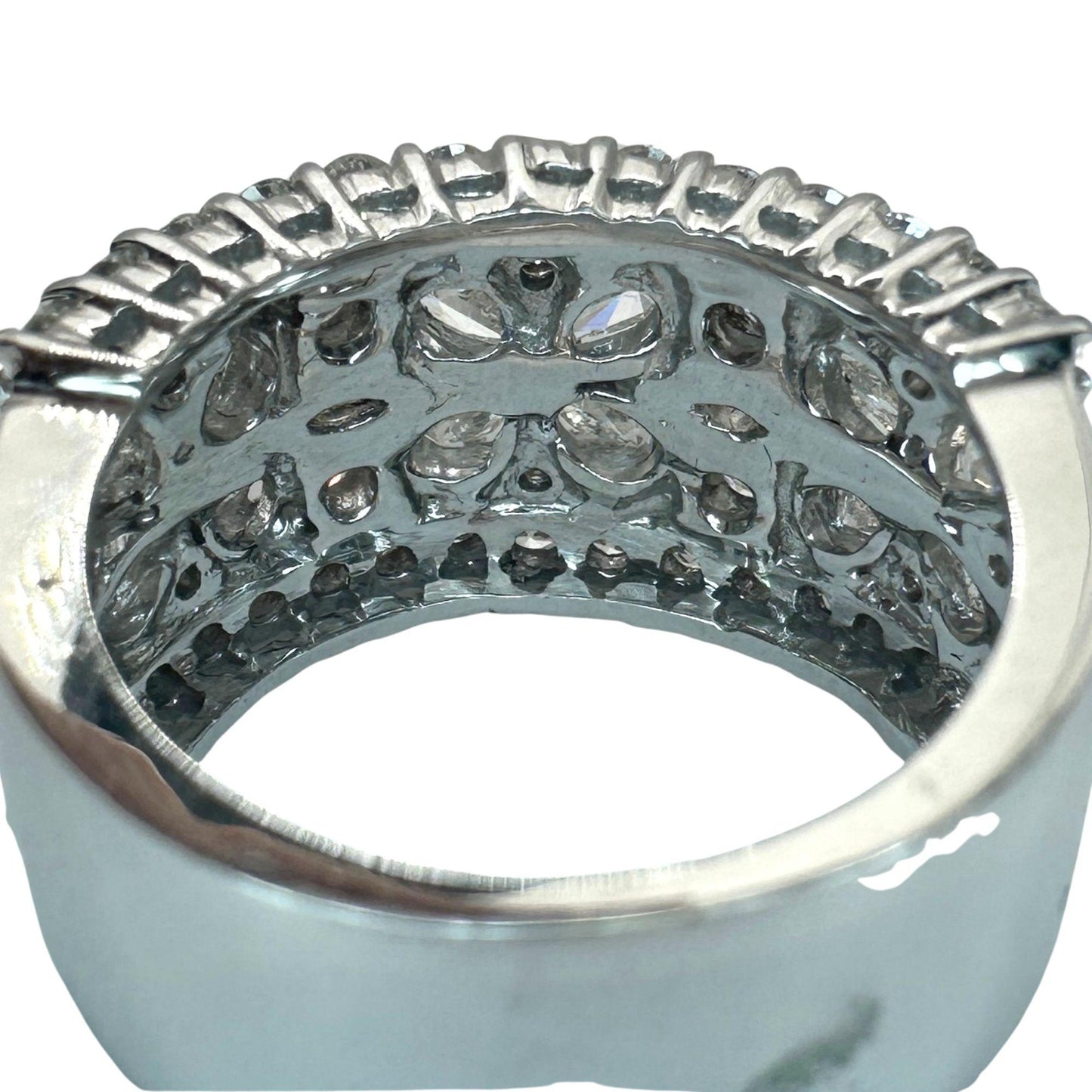 18k Pear and Marquise Cut Diamond Wide Band Ring
