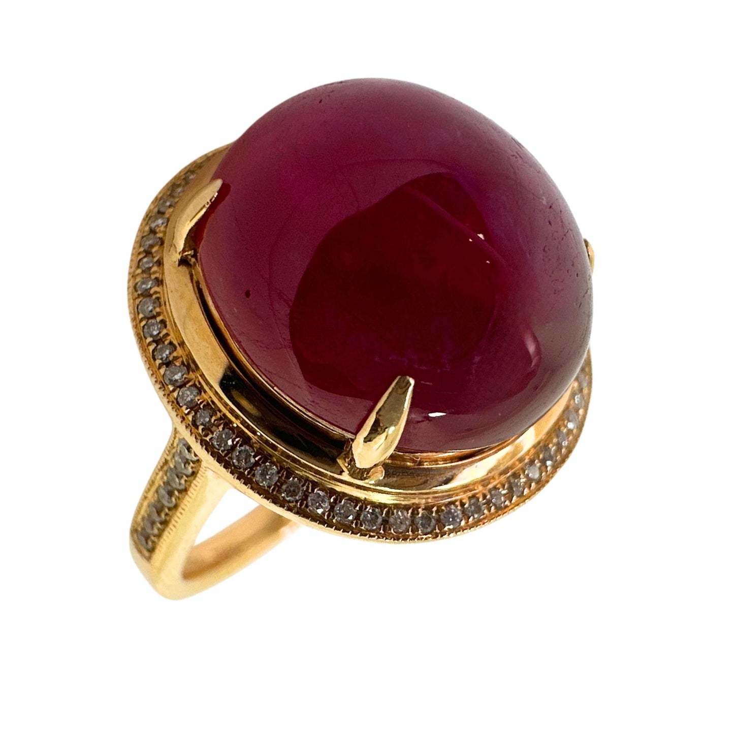 18k Diamond and Cabochon African Ruby Ring