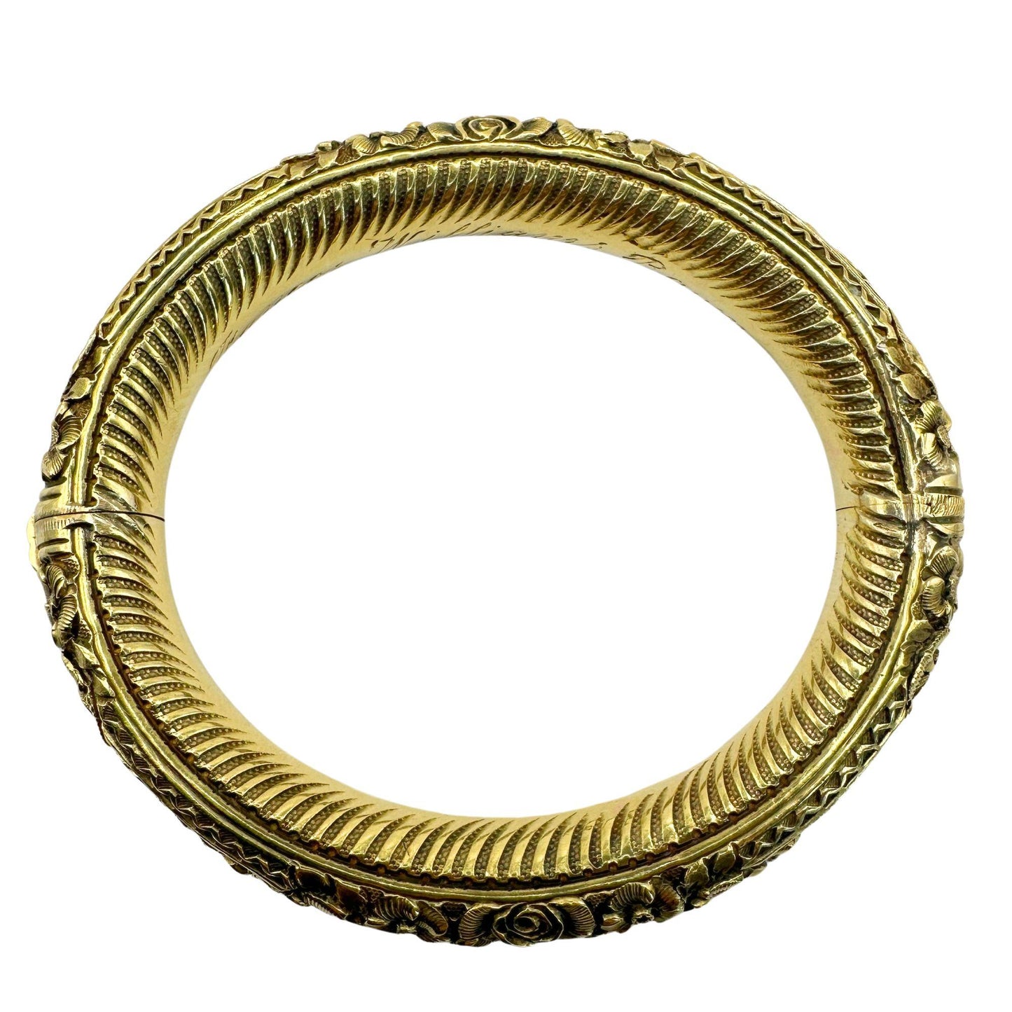 18k Estate Bangle with Floral Design