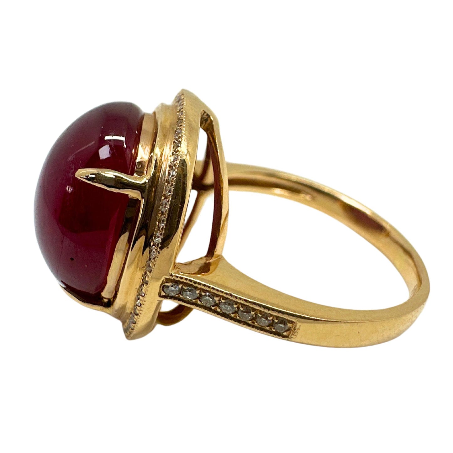 18k Diamond and Cabochon African Ruby Ring