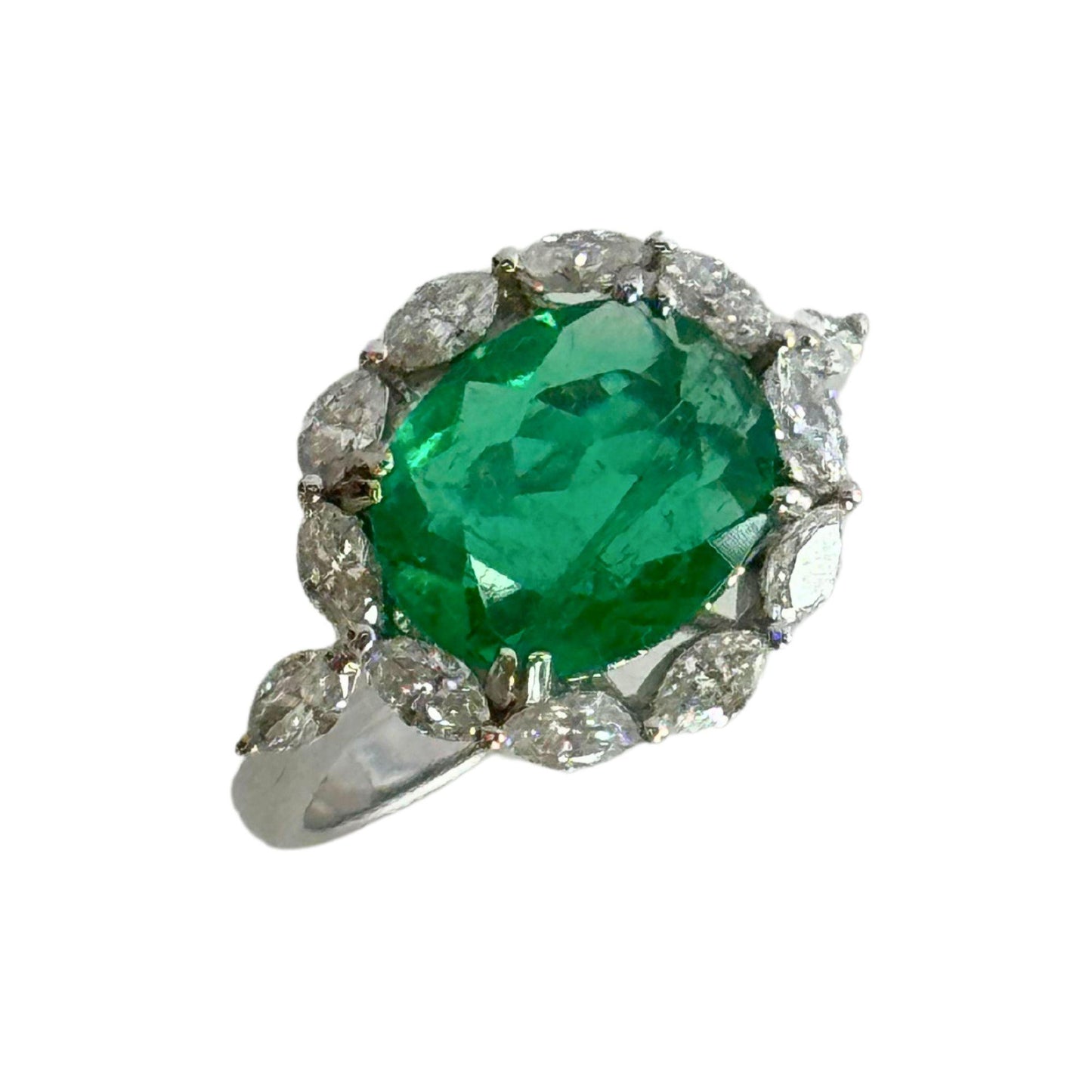 18k Diamond and Emerald Ring