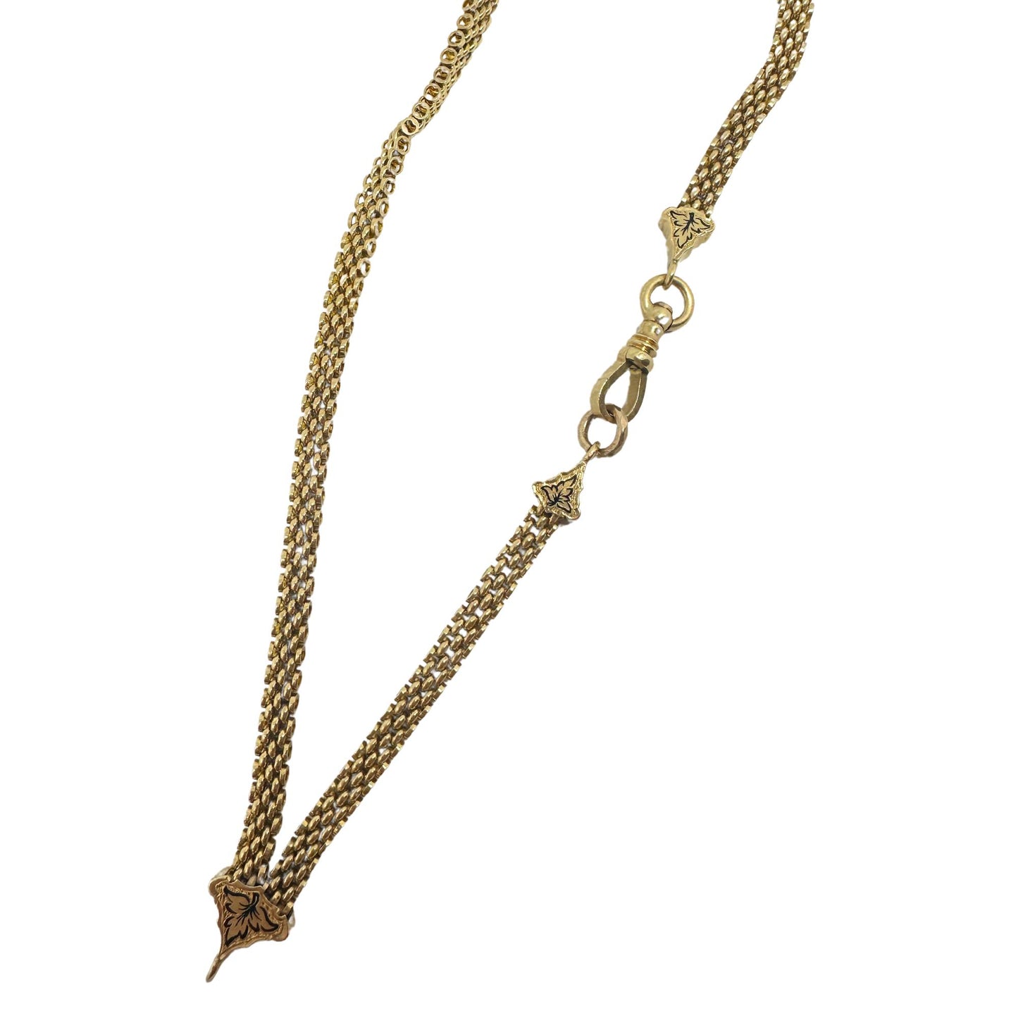 14K Yellow Gold Victorian Chain with Black Enamel Accents