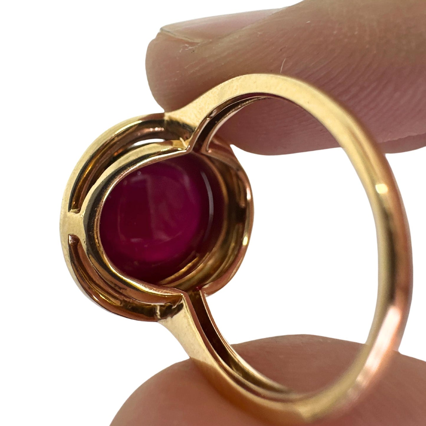 18k Diamond and Cabochon African Ruby Ring