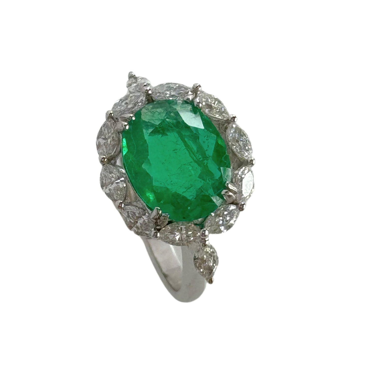 18k Diamond and Emerald Ring