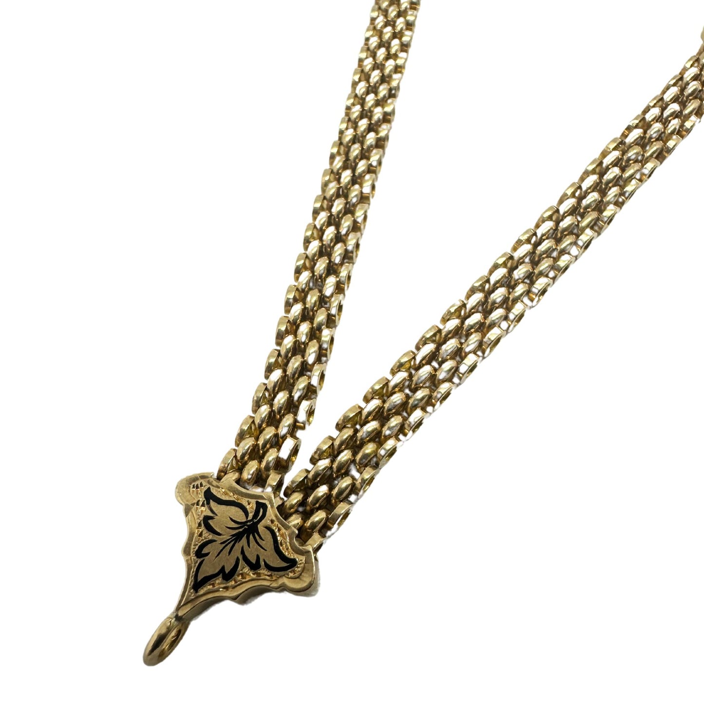 14K Yellow Gold Victorian Chain with Black Enamel Accents