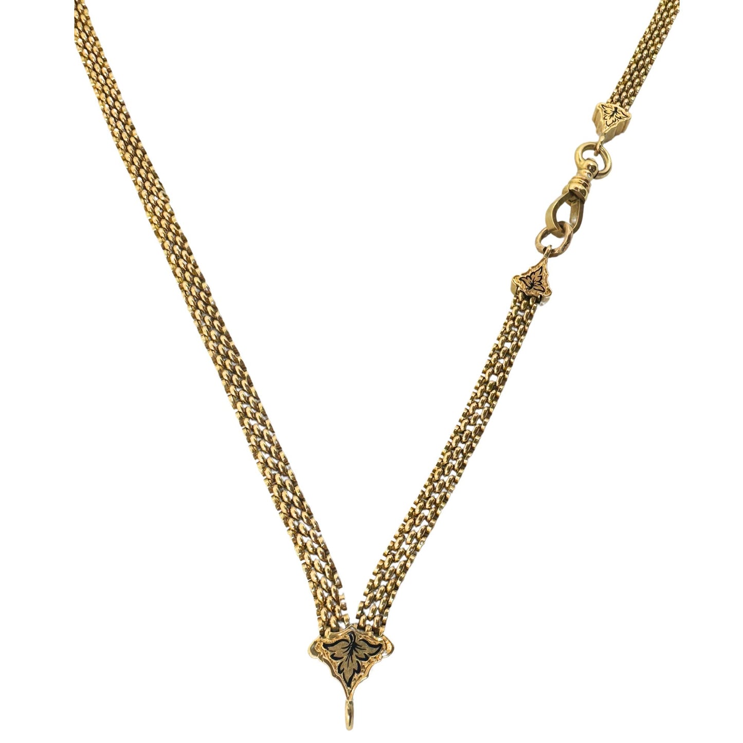 14K Yellow Gold Victorian Chain with Black Enamel Accents