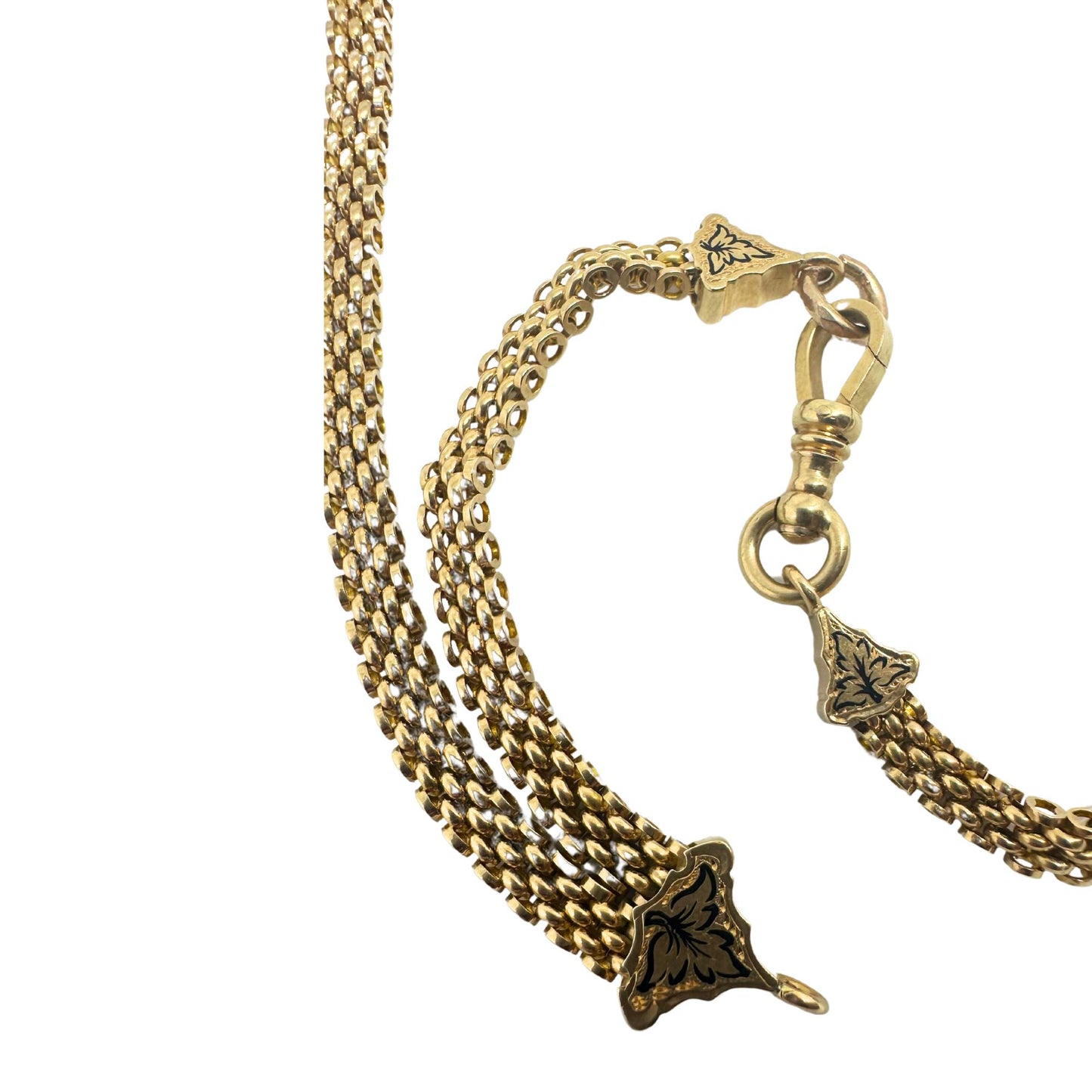 14K Yellow Gold Victorian Chain with Black Enamel Accents