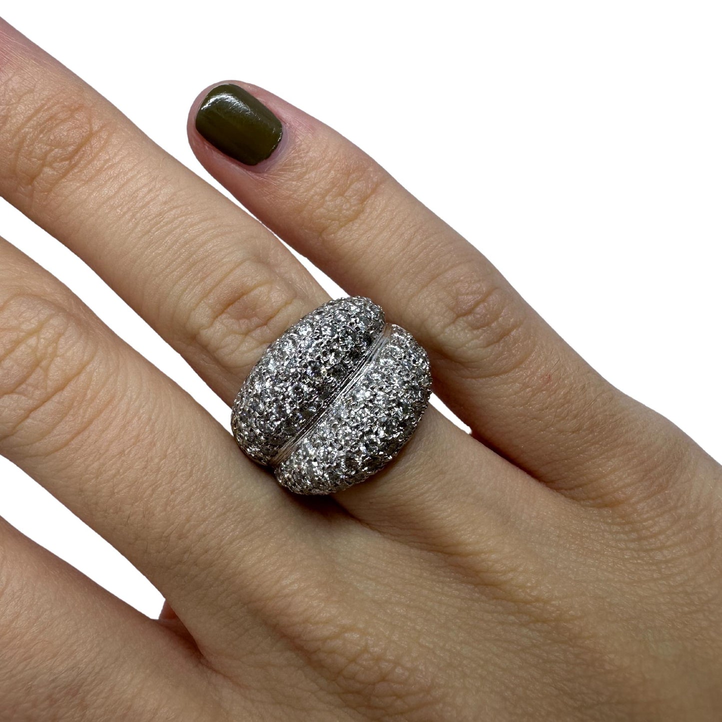 18k White Gold Diamond Wide Band Ring