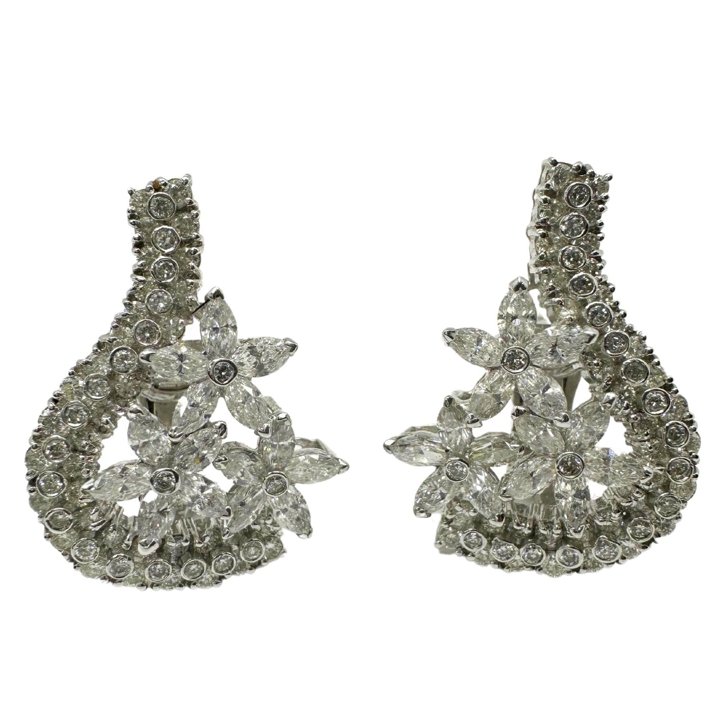 18K White Gold Marquise Cut Diamond Earrings