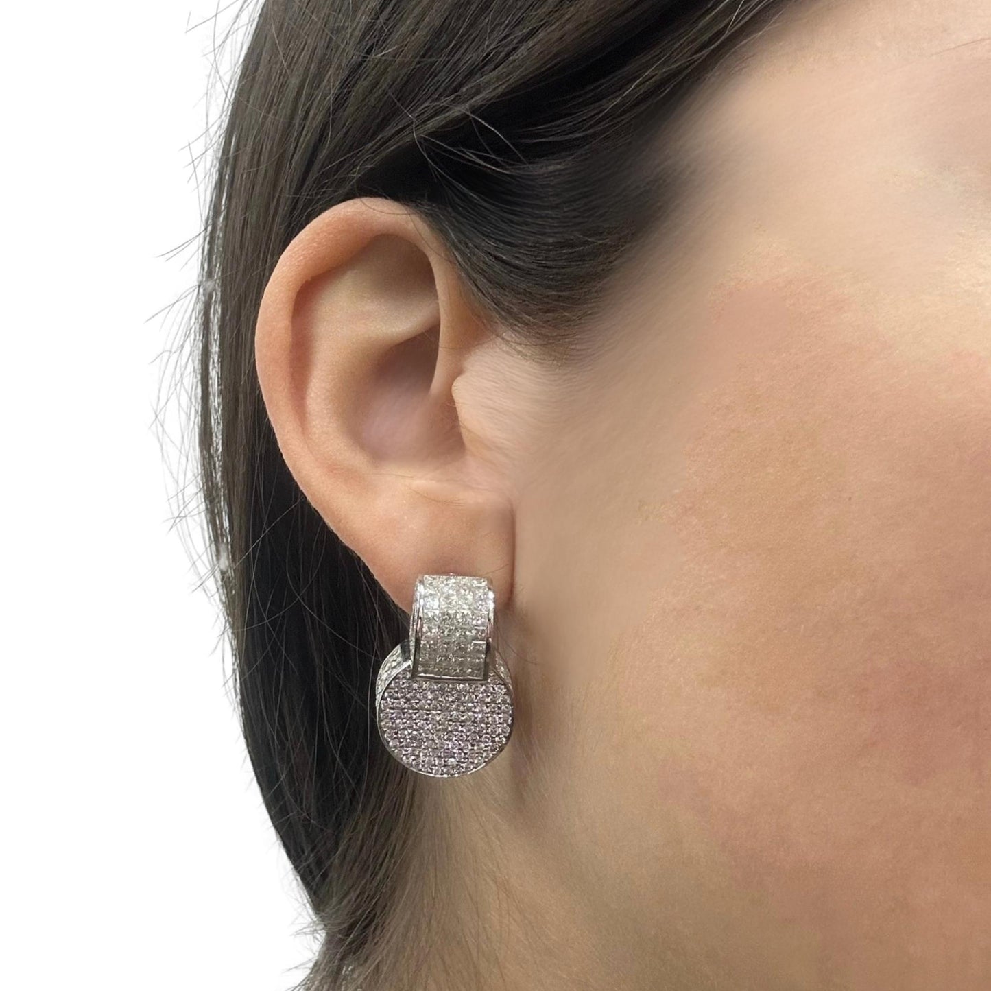 18K White Gold Princess Cut Diamond Earrings