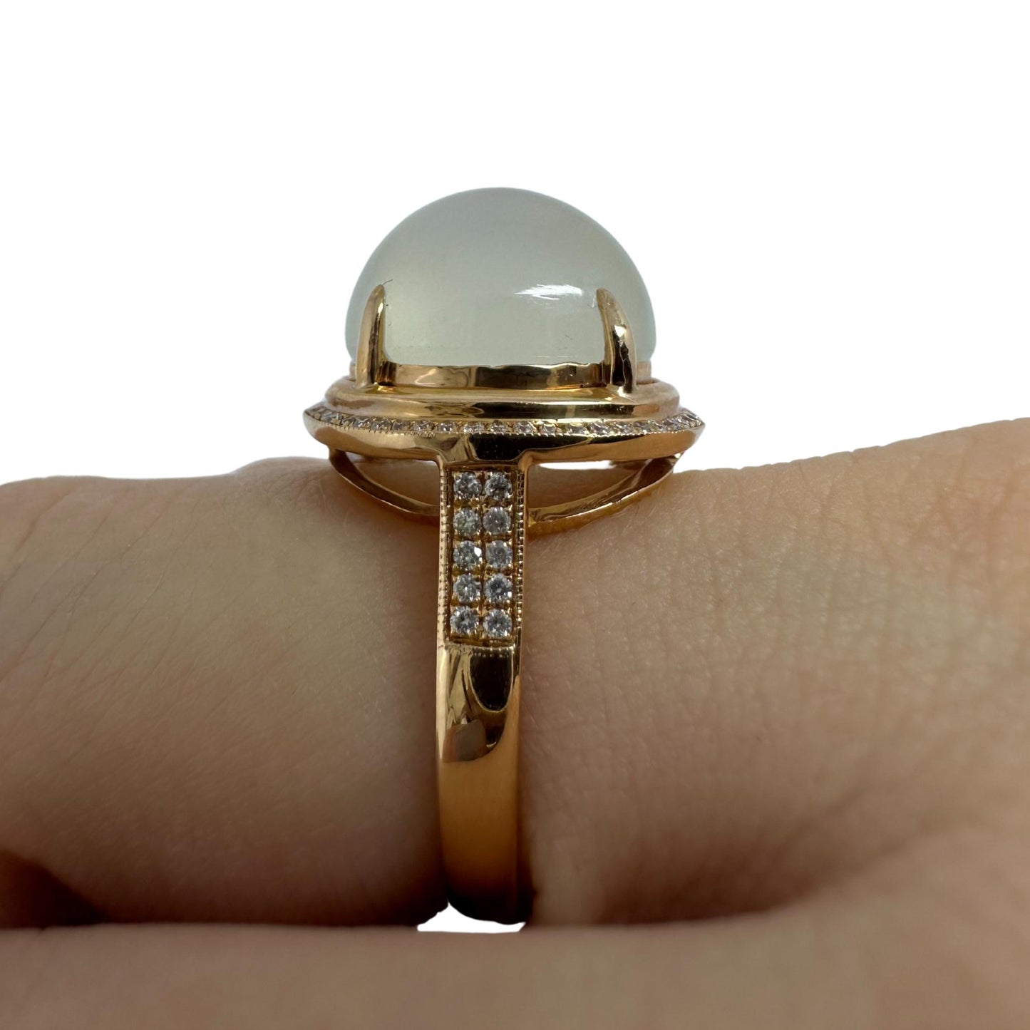 18K Rose Gold Diamond and Moonstone Cocktail Ring