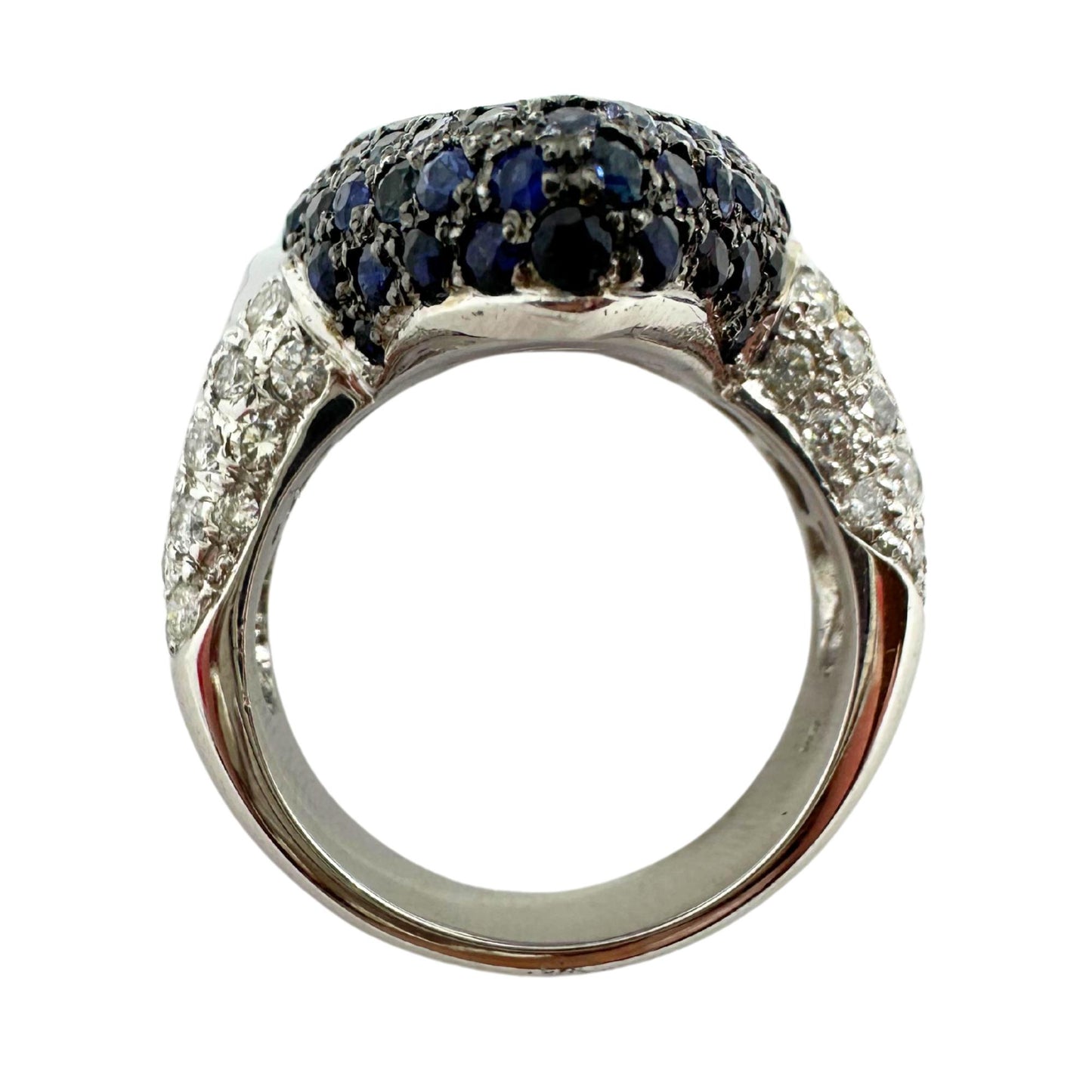 18K White Gold Pear Cut Sapphire and Diamond Ring
