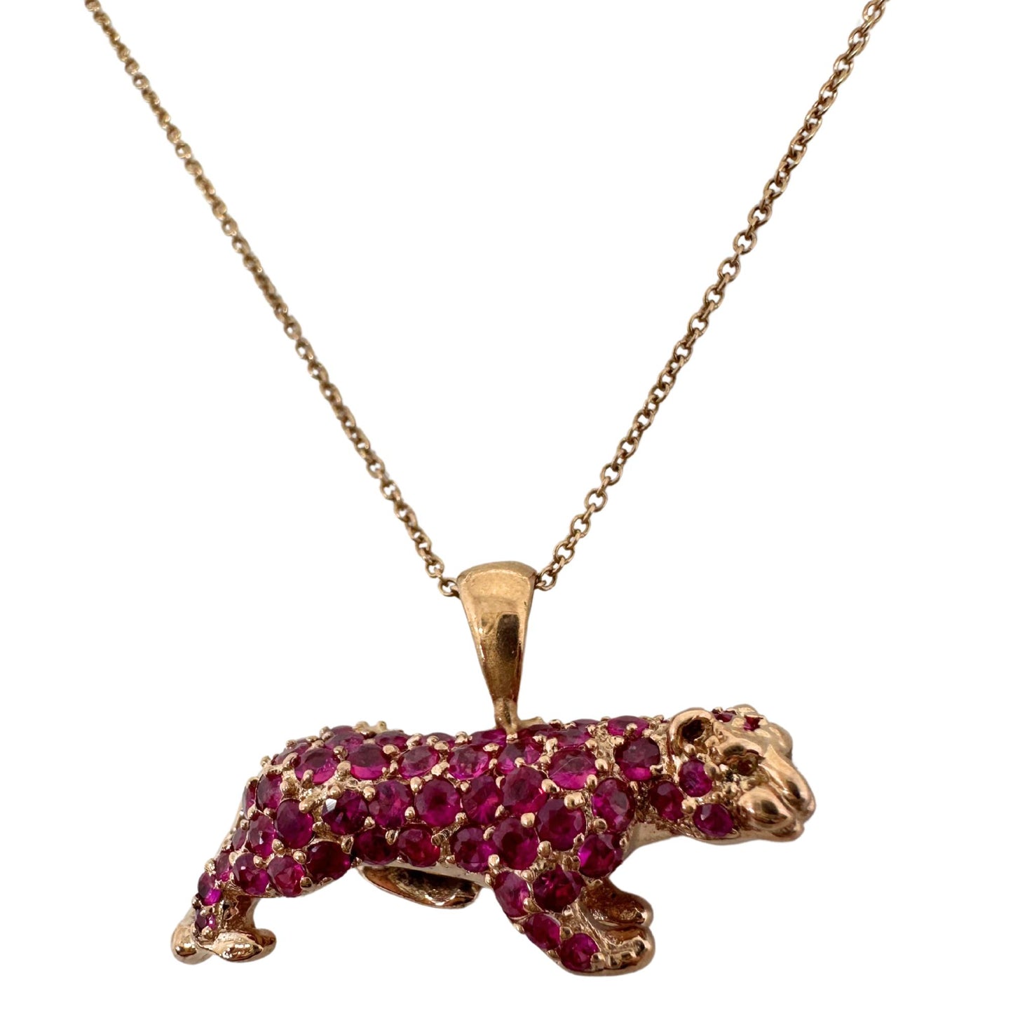 18K Rose Gold Pink Sapphire Pink Panther Pendant Necklace