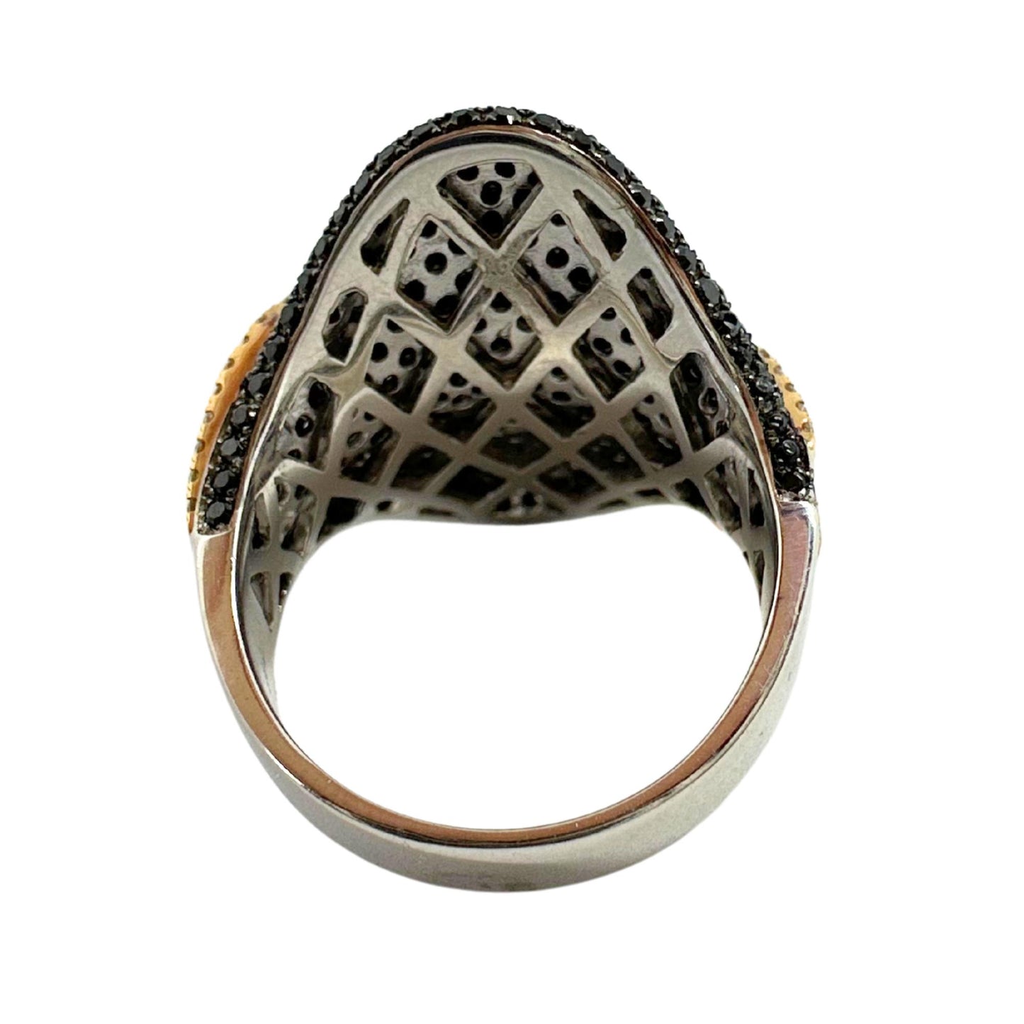 18K Two Tone Black and White Diamond Abstract Ring