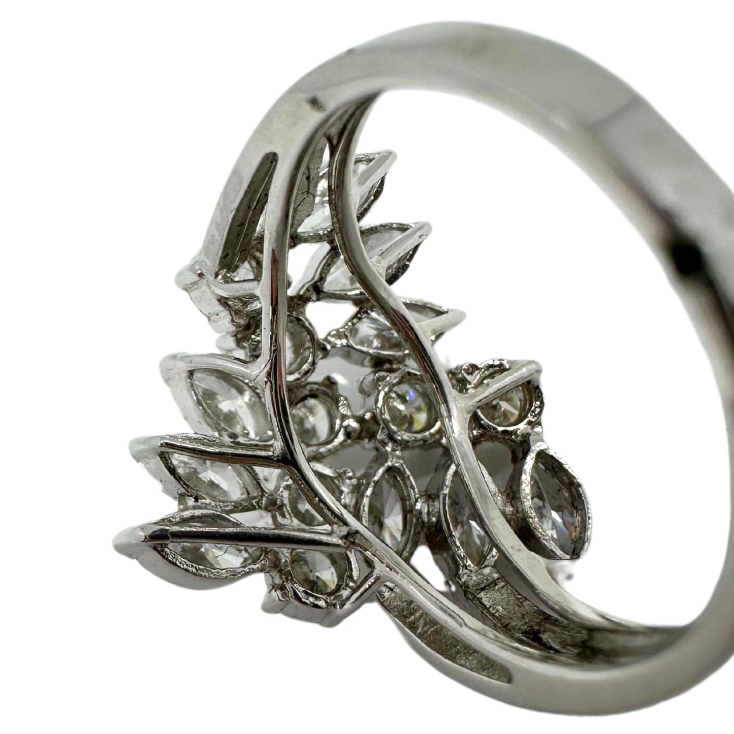 18K White Gold Marquise Cut Diamond Cluster Ring