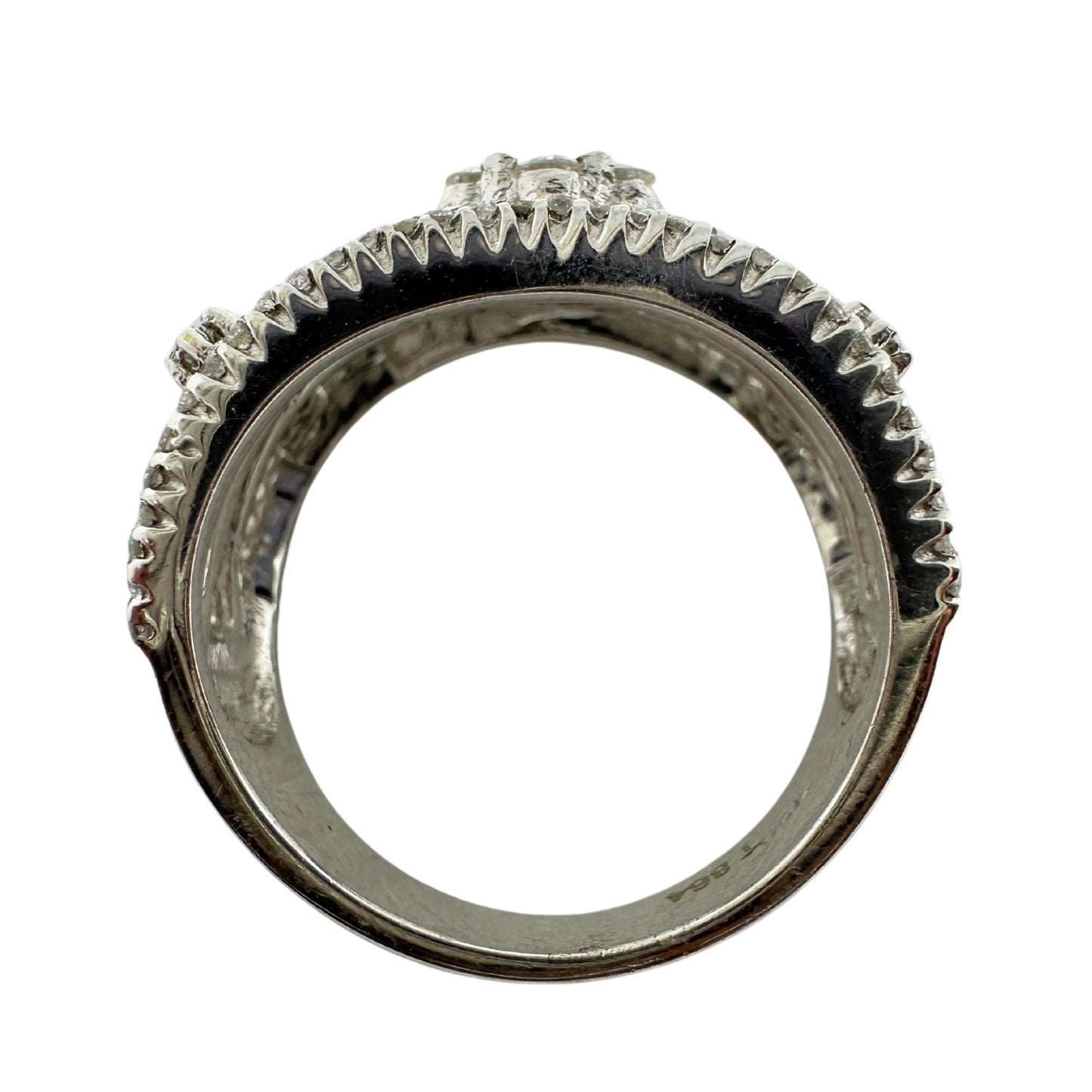 18K White Gold Diamond Wide Band Ring
