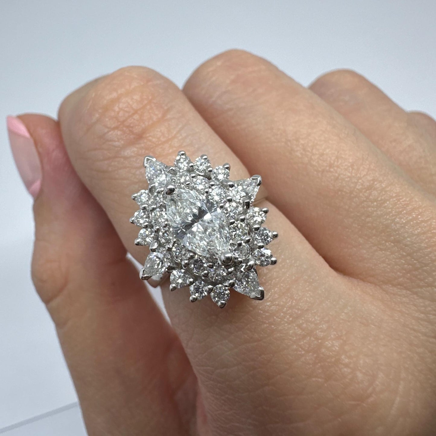 18K White Gold Marquise Cut Diamond Ring