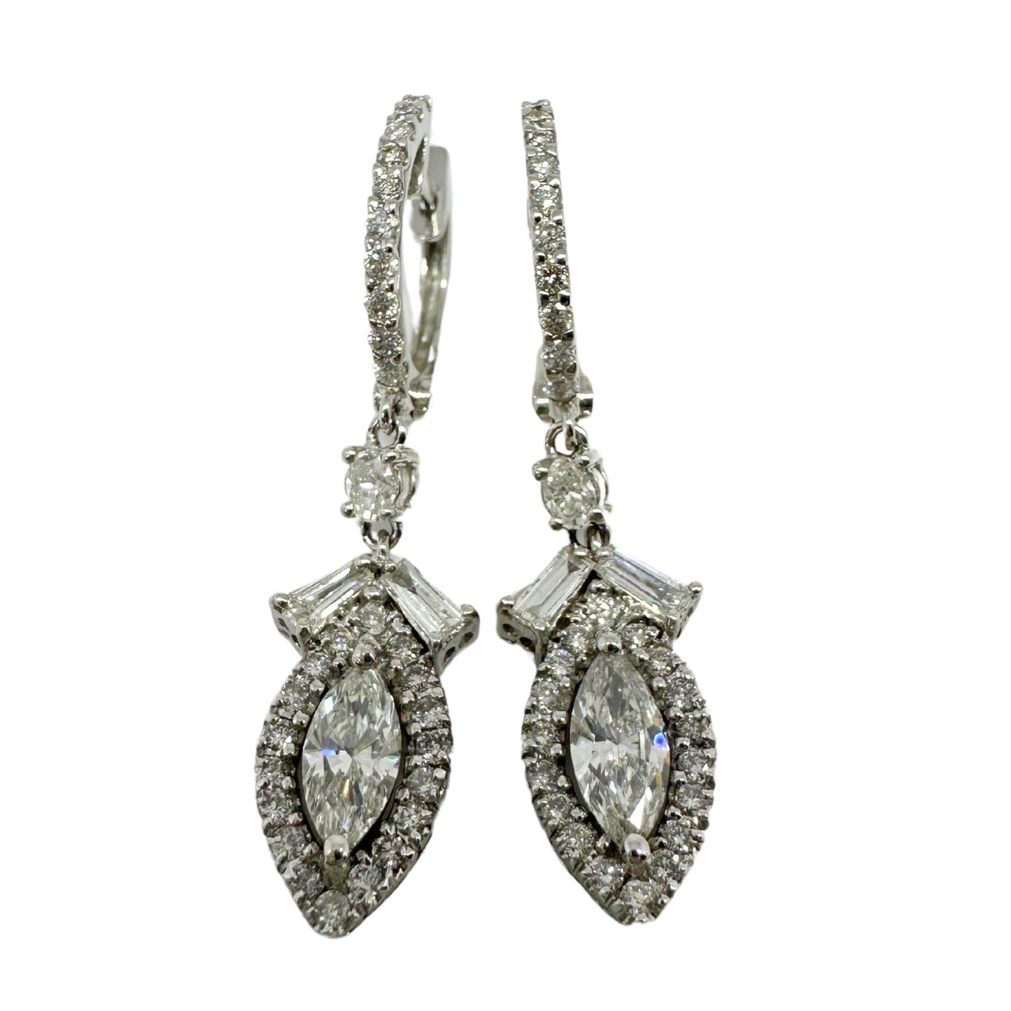 18K White Gold Marquise Diamond Earrings