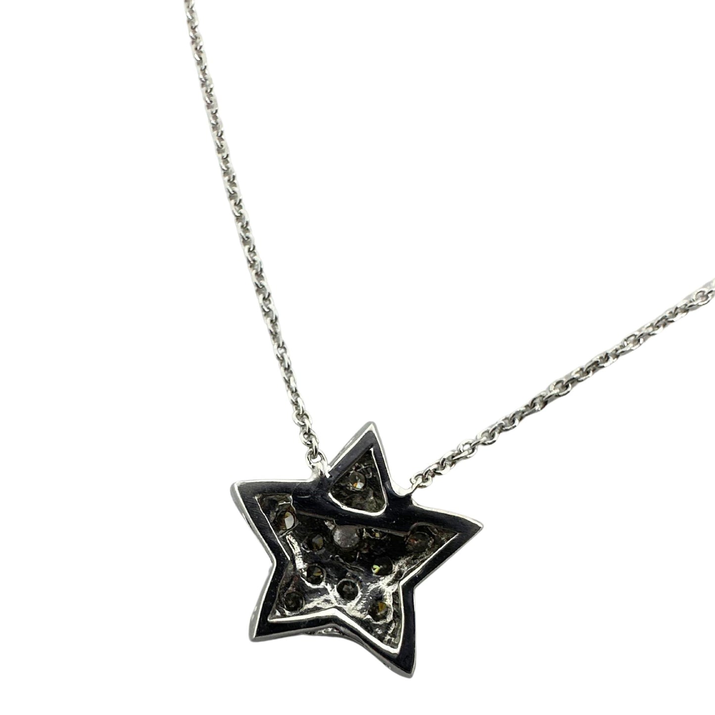 18K White Gold Diamond Star Pendant with 14K Chain