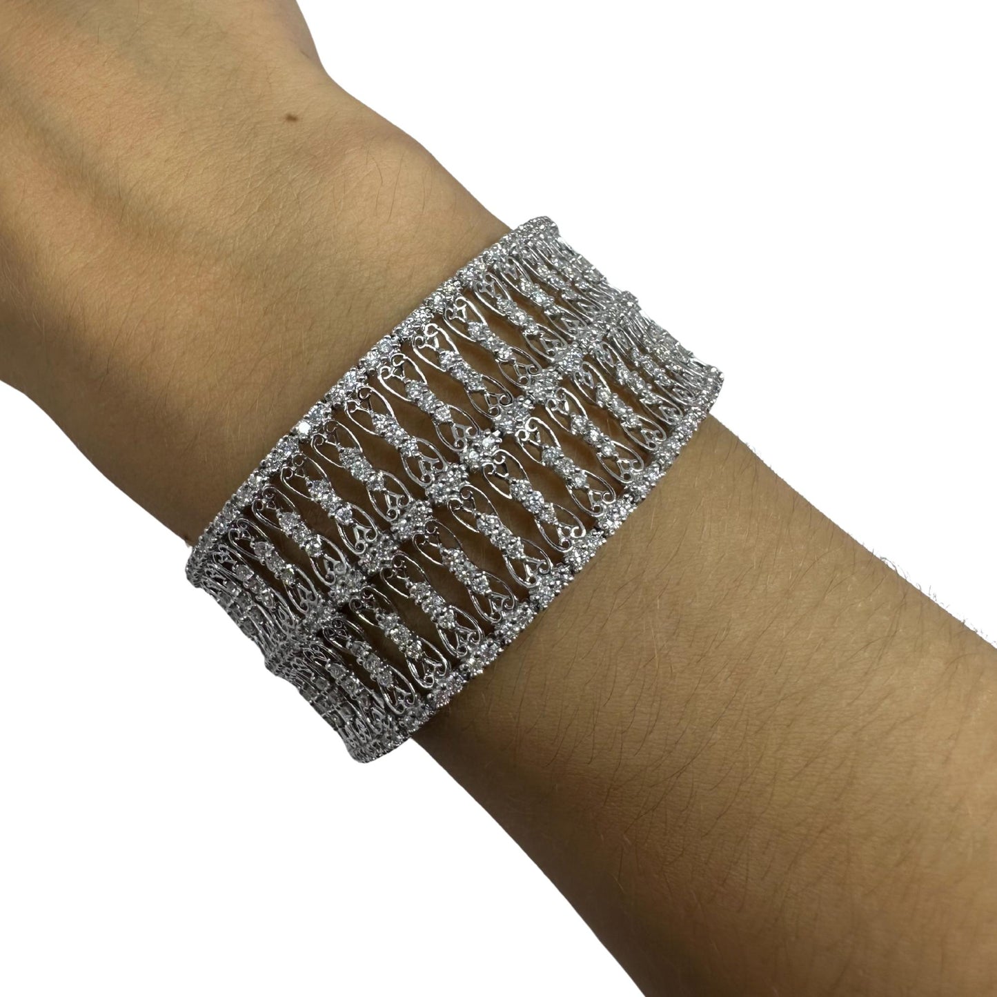18K White Gold 9.48 Carat Diamond Bracelet - 7 inches