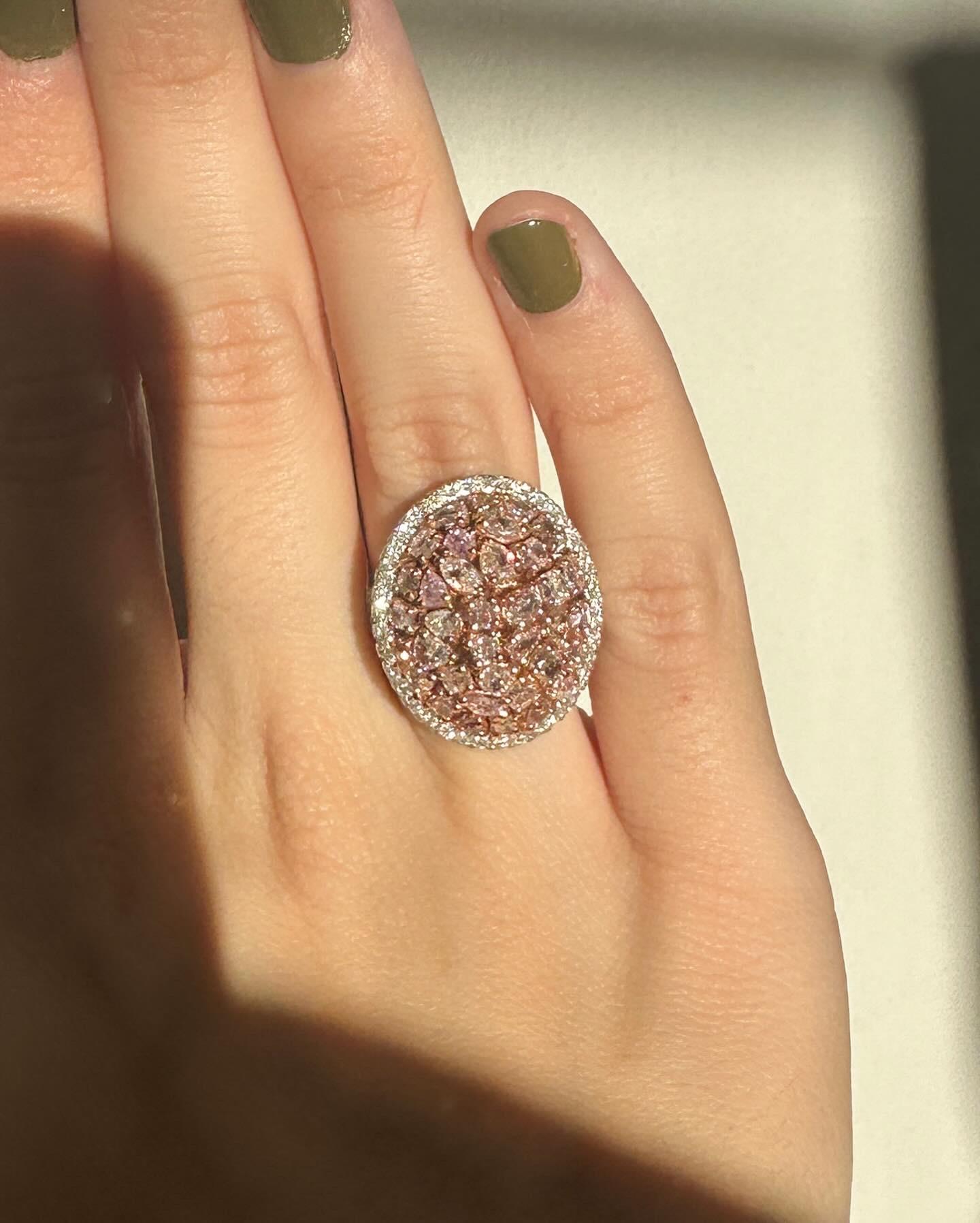 18k Pink and White Diamond Cocktail Ring