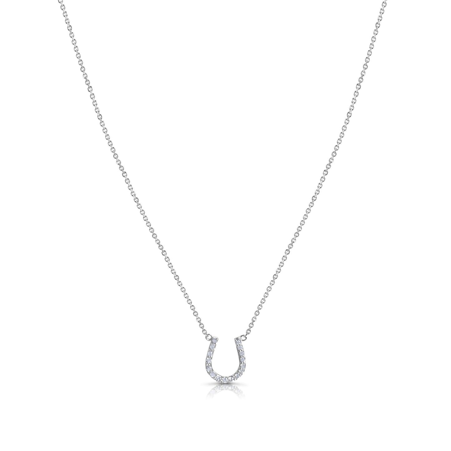 18k White Gold Horseshoe Necklace