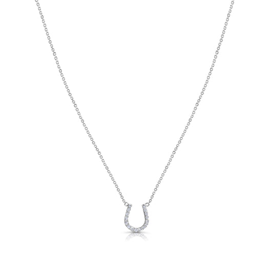 18k White Gold Horseshoe Necklace