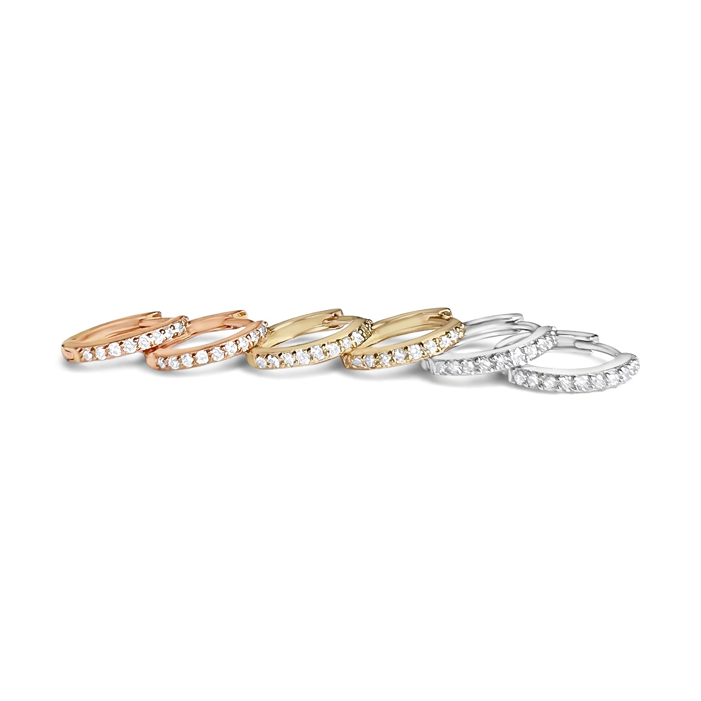 14k Rose Gold Diamond Huggies