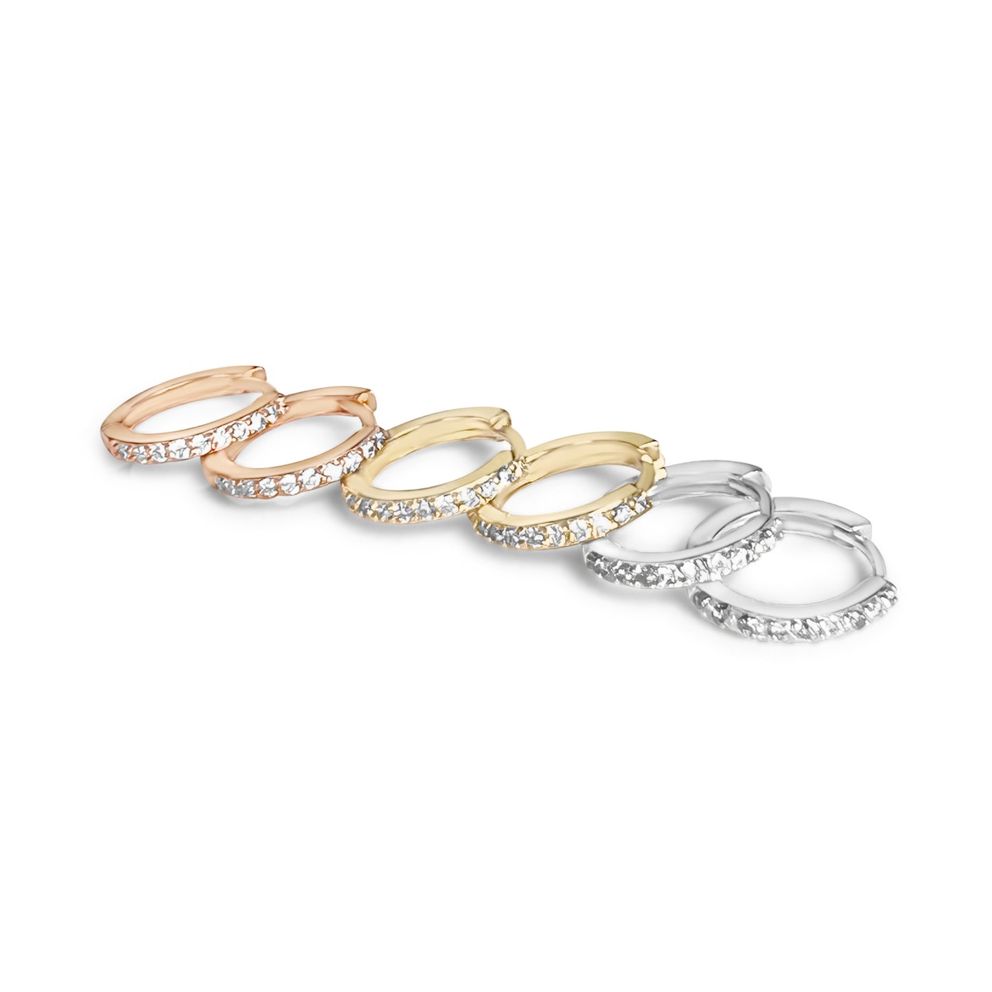 14k Rose Gold Diamond Huggies