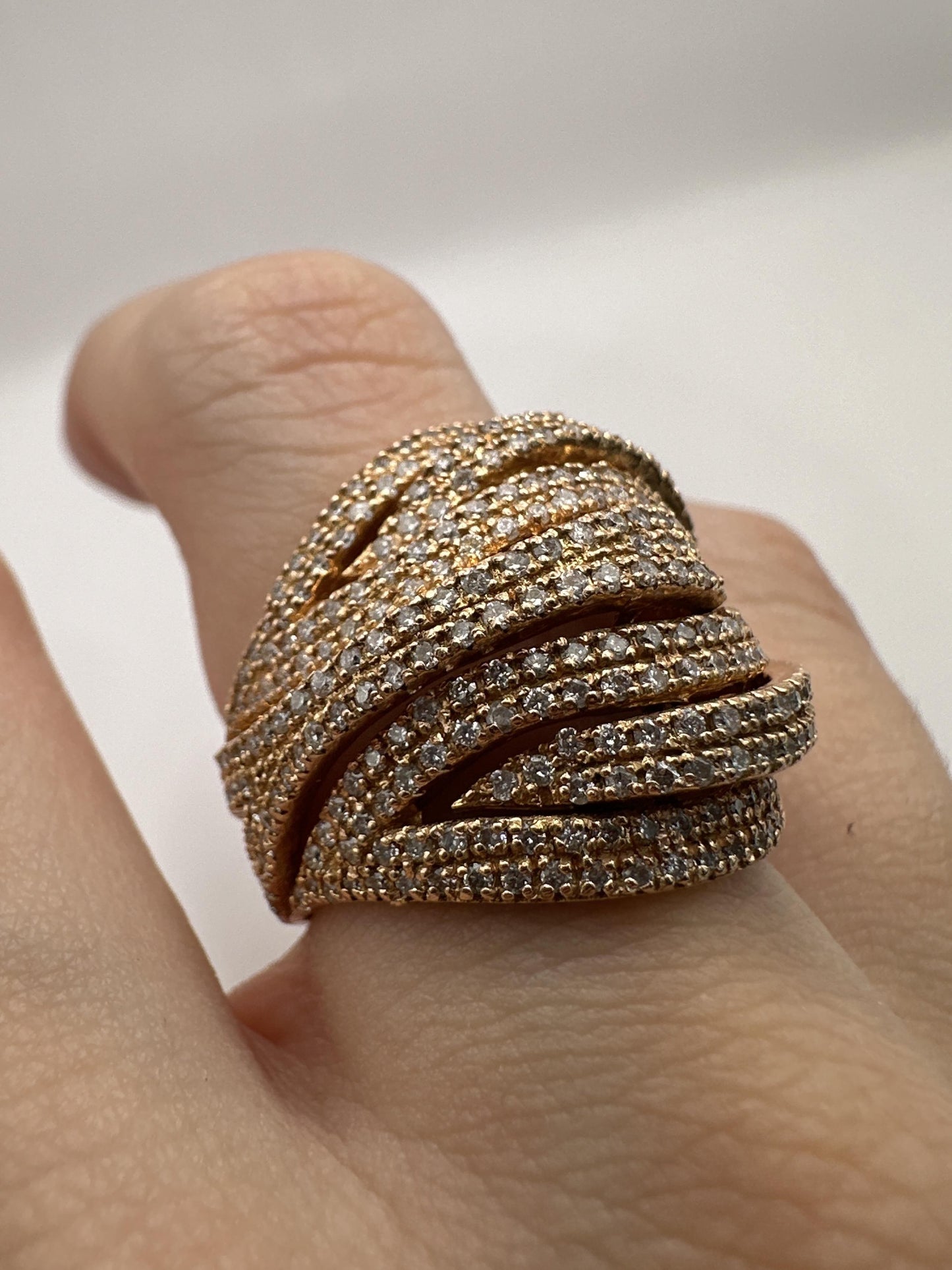 14K Rose Gold 1.87 Carat Diamond Wide Band Ring