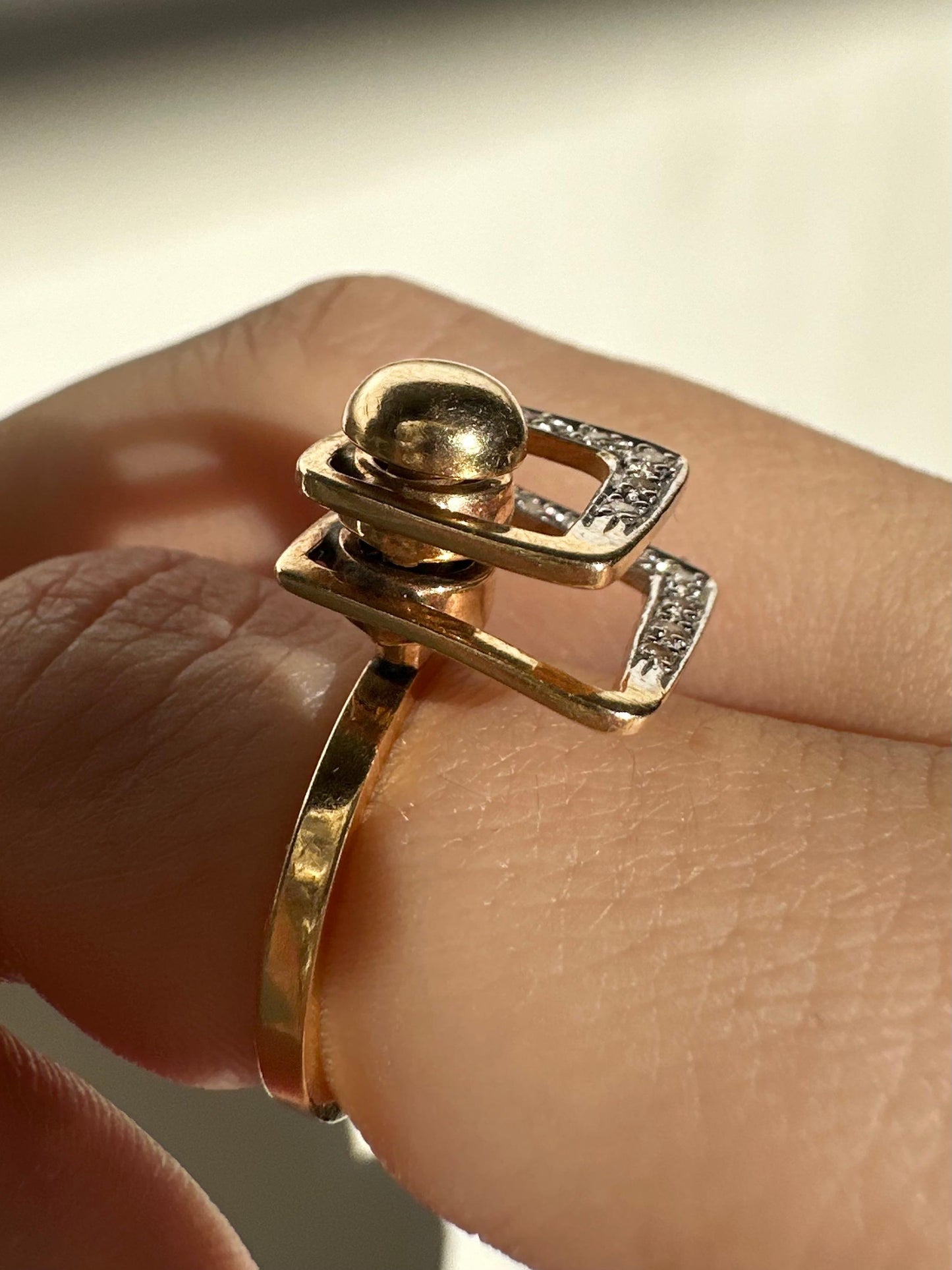 14K Estate Yellow Gold Diamond Fidget Spinning Ring