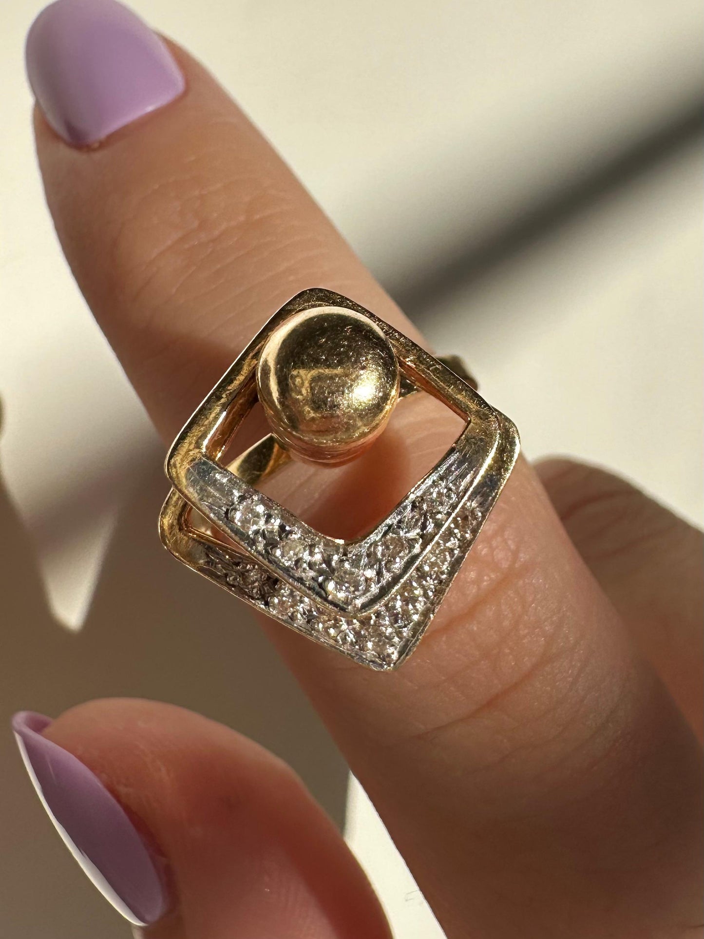 14K Estate Yellow Gold Diamond Fidget Spinning Ring
