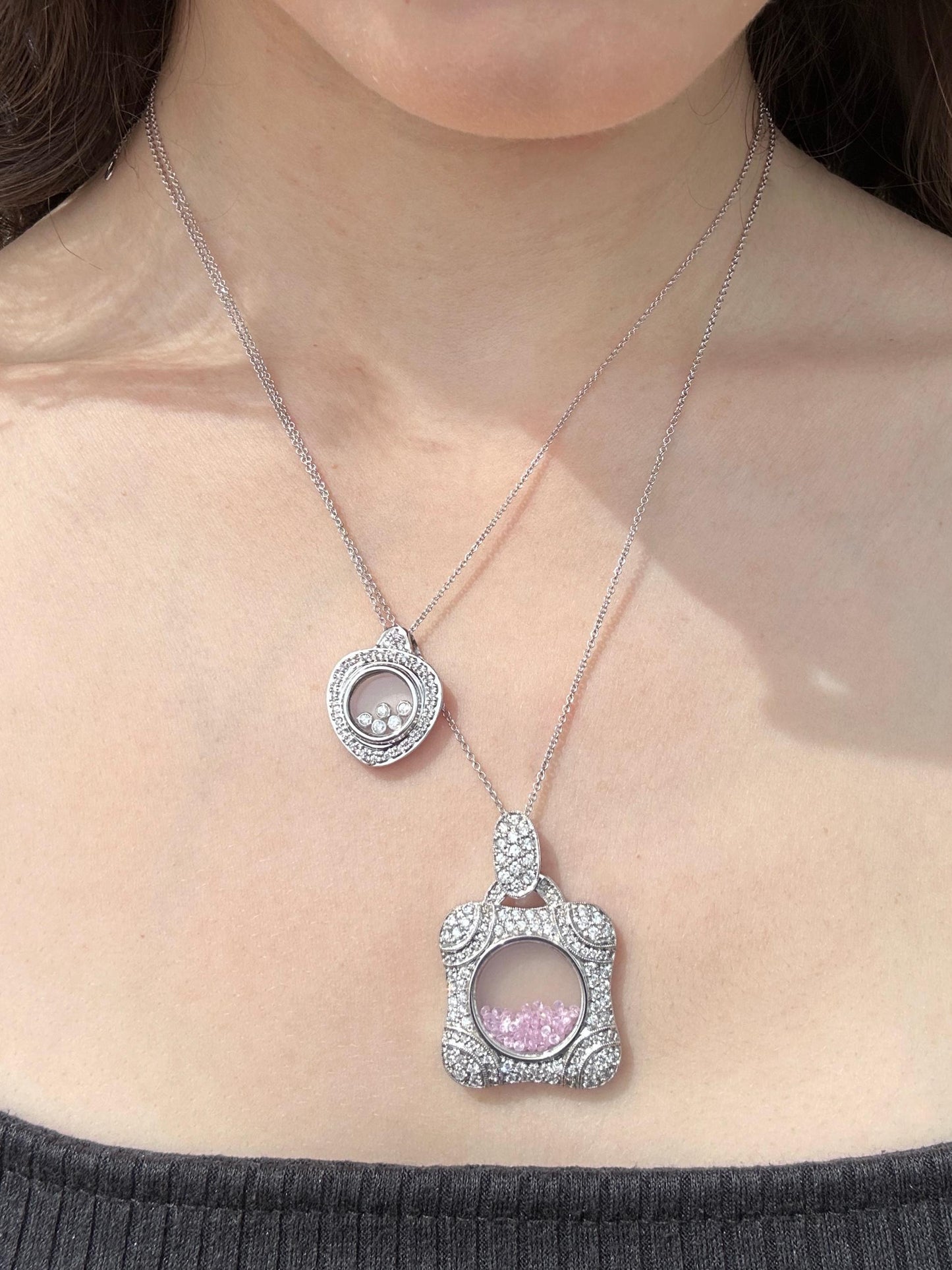 18k Diamond Shaker Locket Pendant Necklace