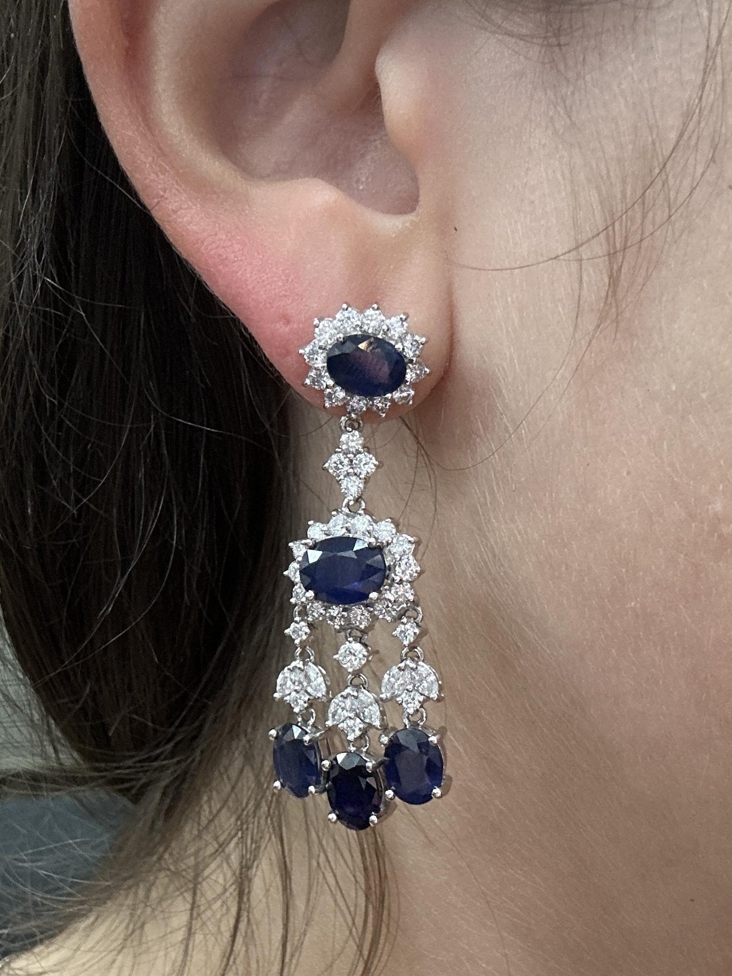 18K Diamond and Sapphire Earrings