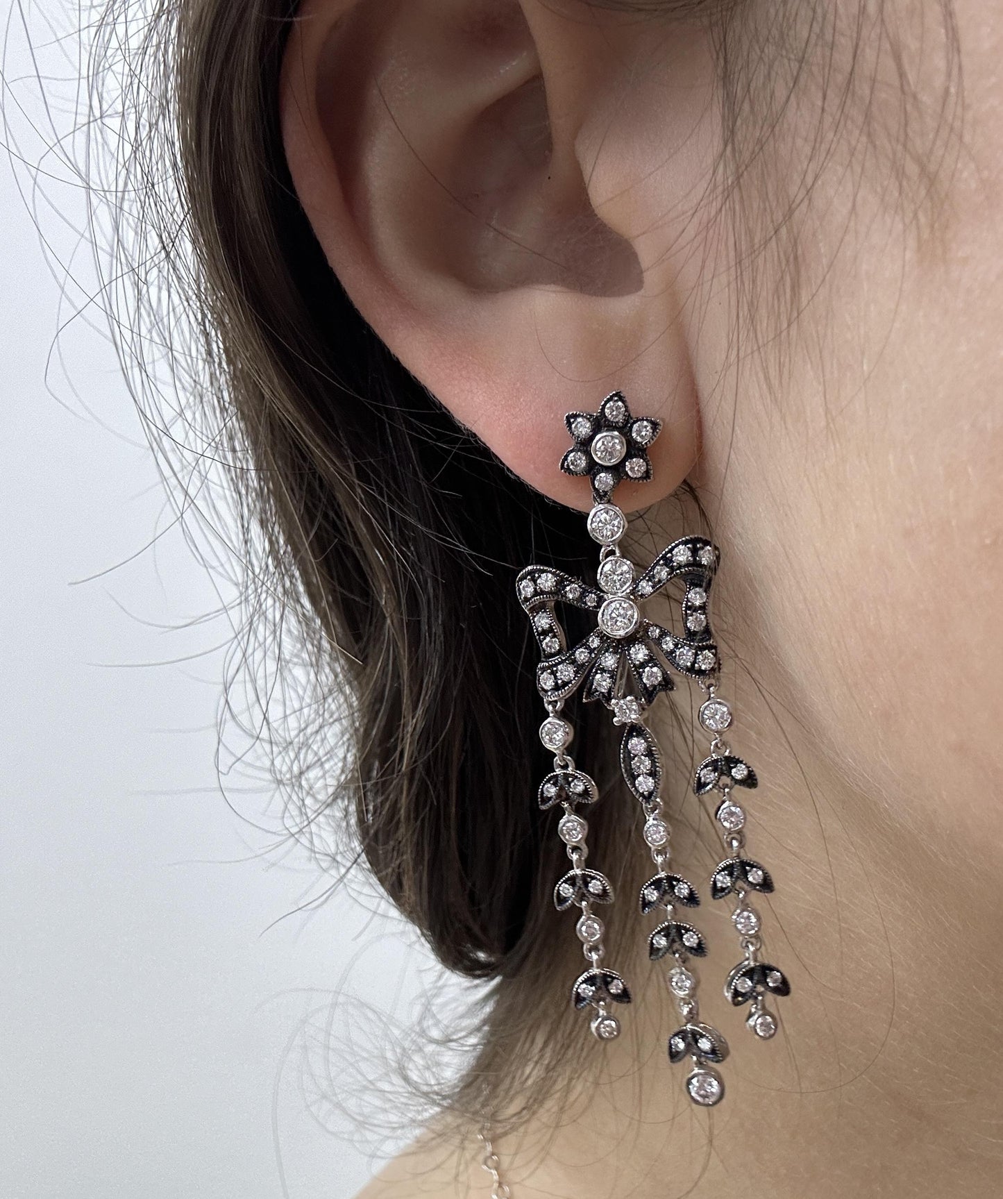 18k and Silver Diamond Earrings