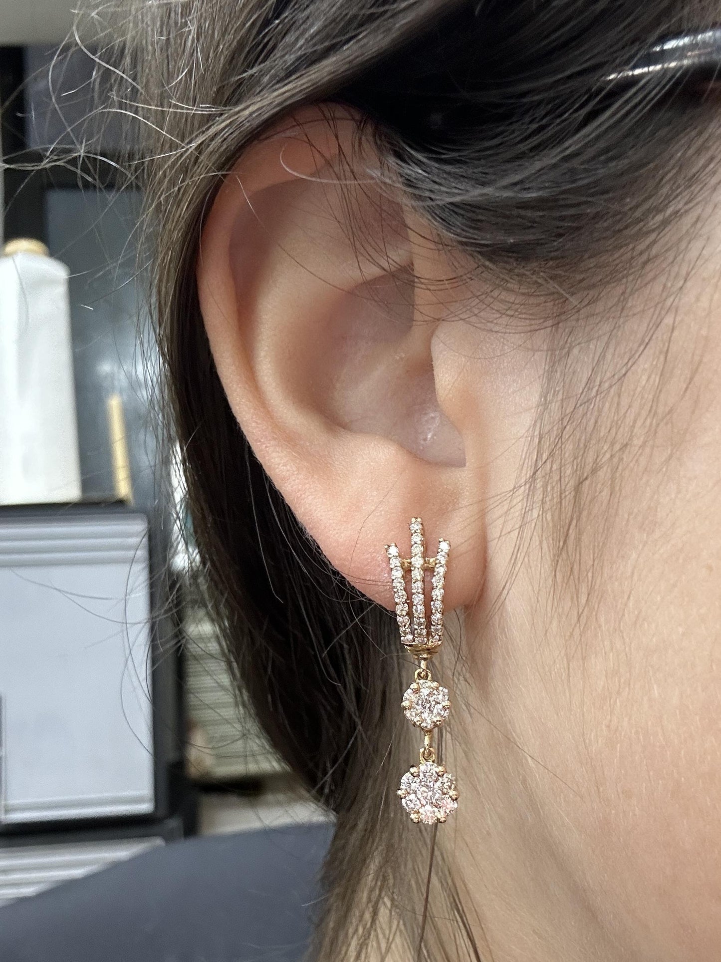18k Rose Gold Diamond Drop Earrings