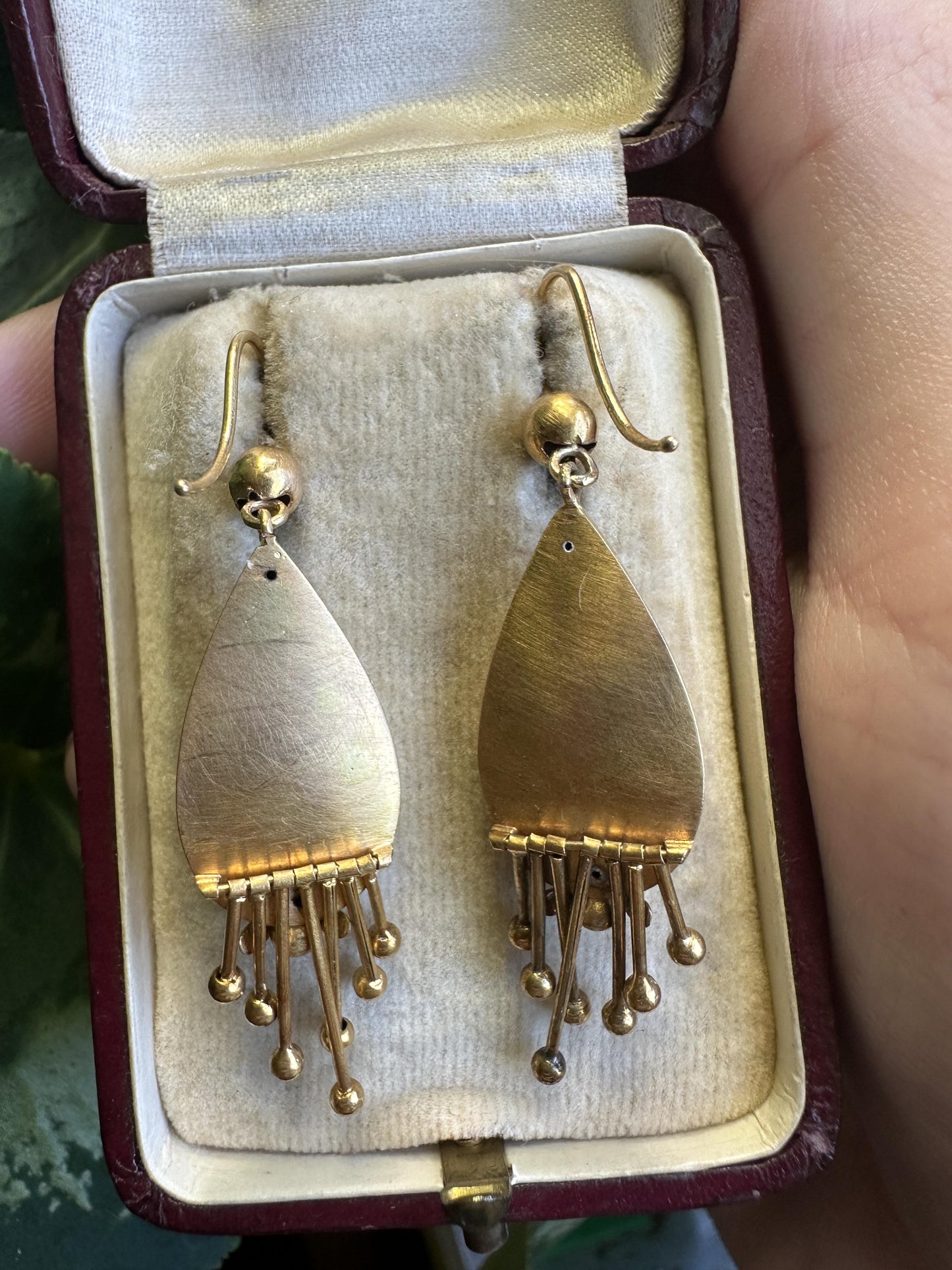 14k Victorian Pearl and Enamel Drop Earrings