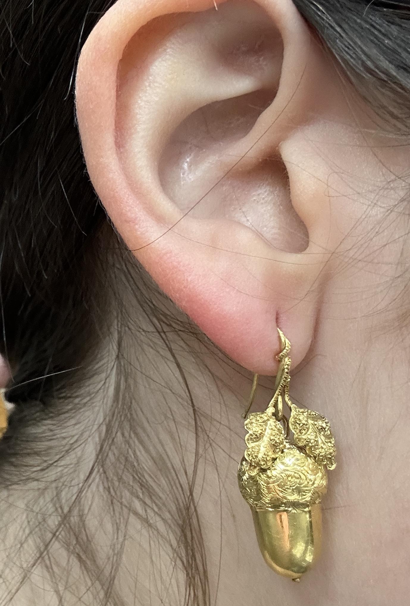 14k Victorian Acorn Earrings