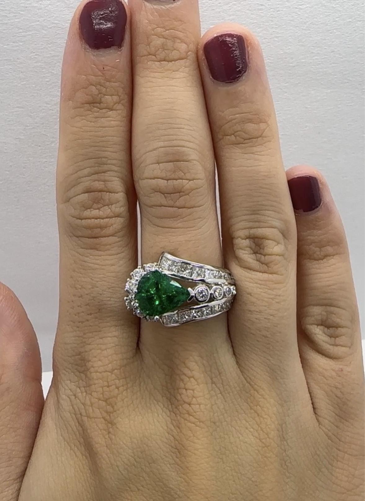 GIA Certified 18k Diamond and Emerald Ring
