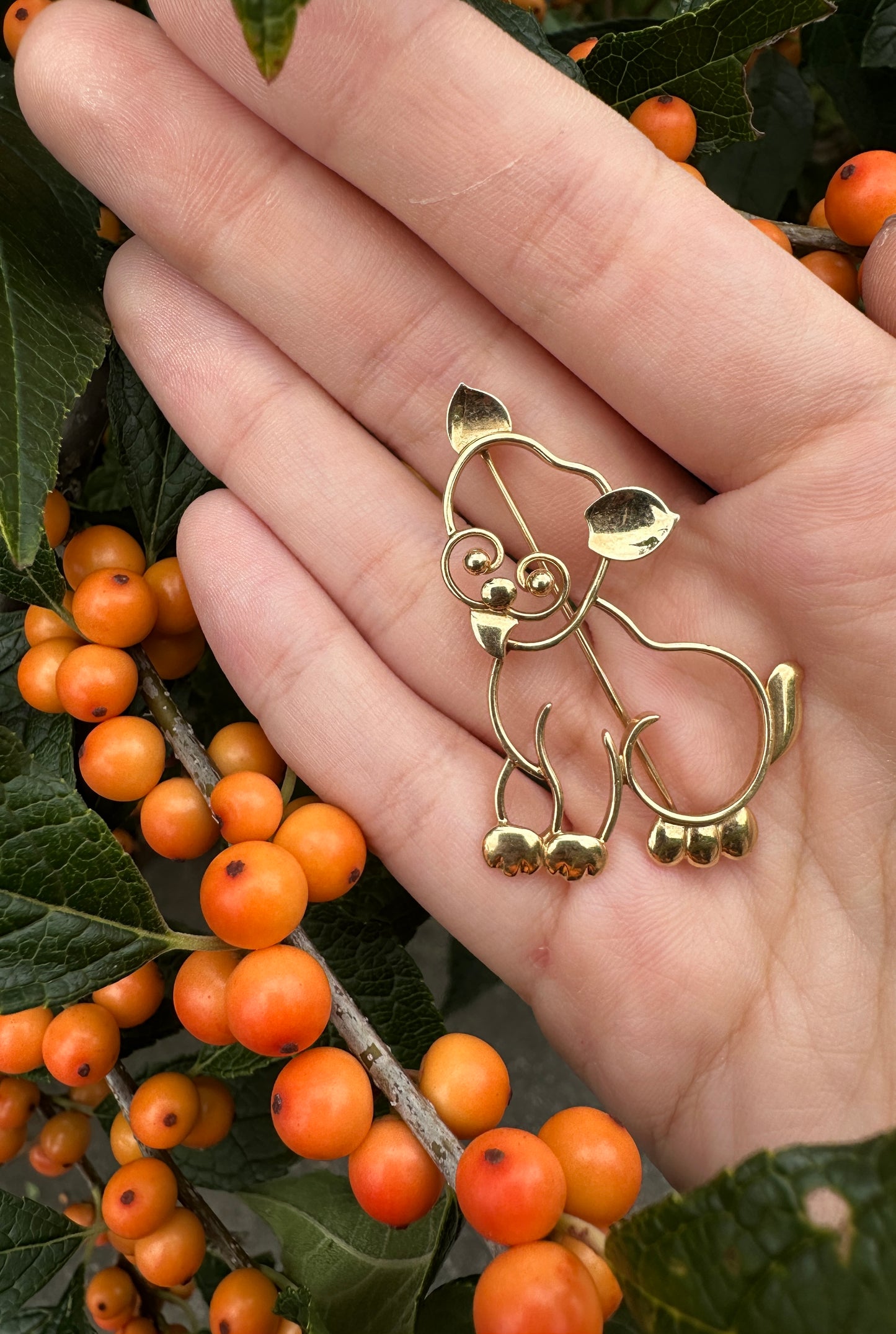 14k Estate Tiffany Adorable Puppy Pin