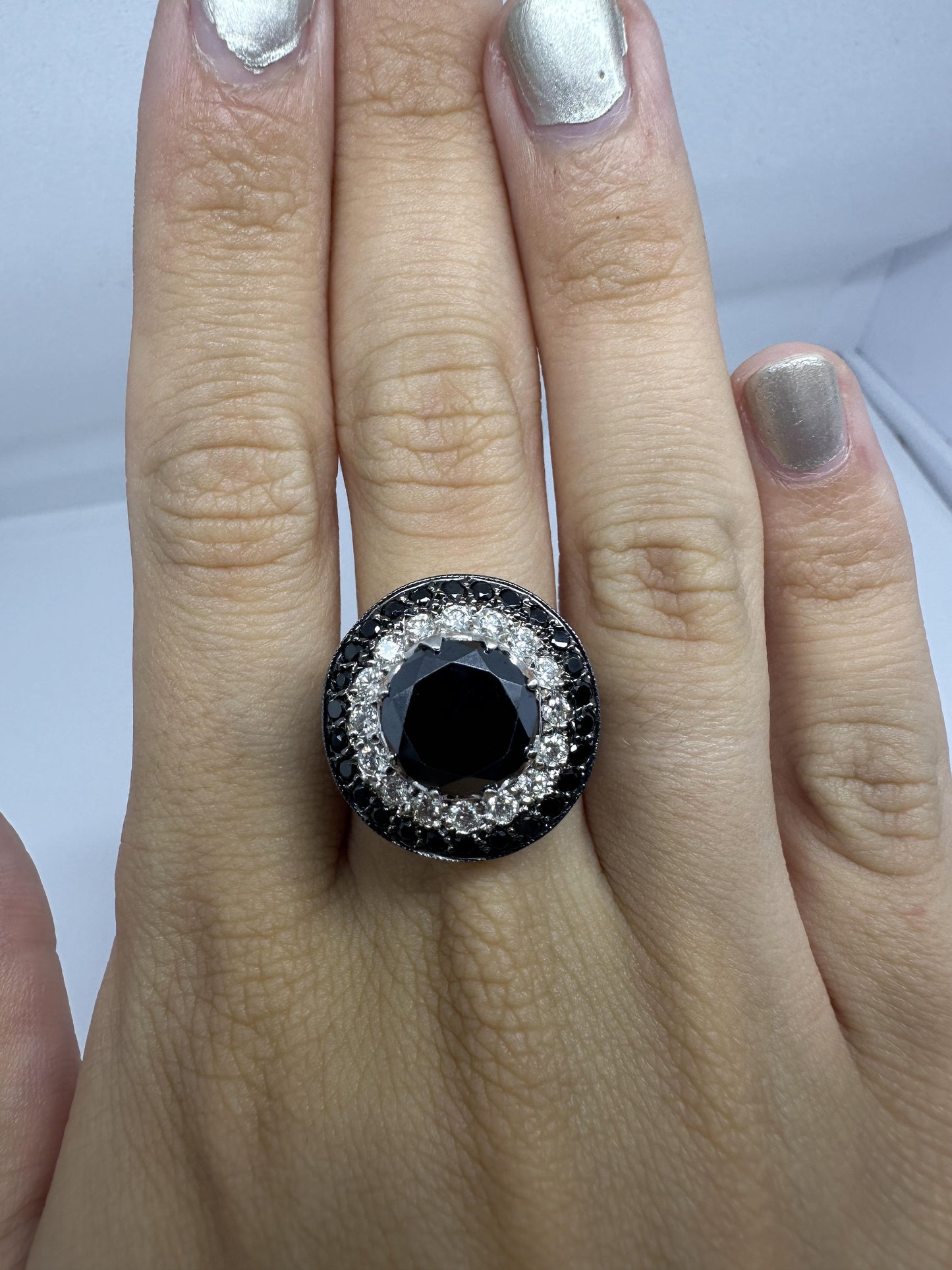 18k Black and White Diamond Ring
