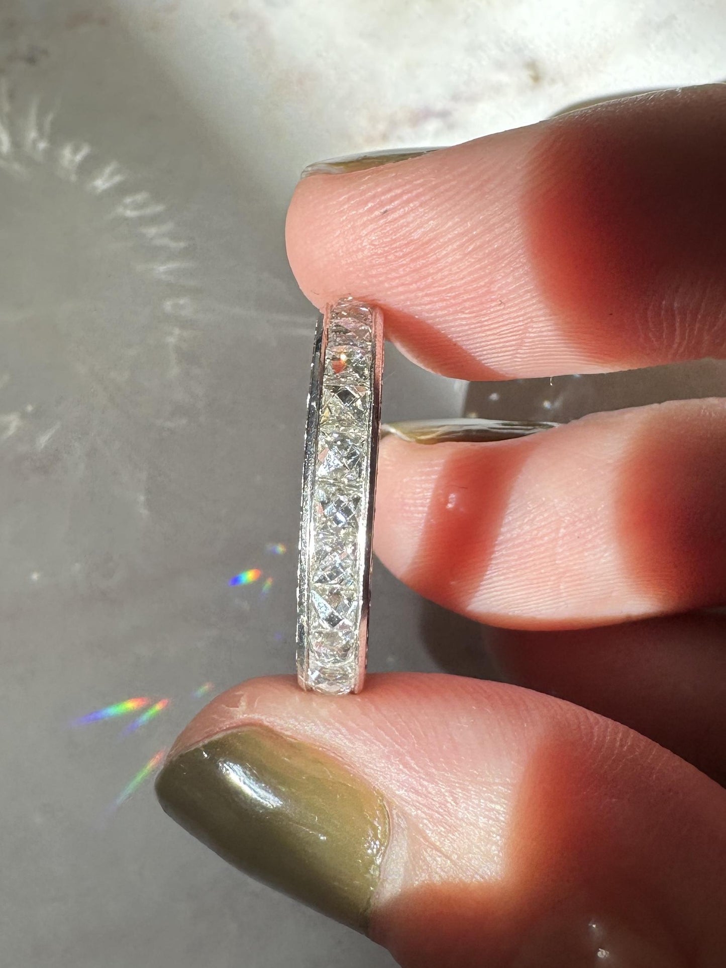 Platinum 2.75 Carat Repurposed French Cut Diamond Eternity Band - Size 5