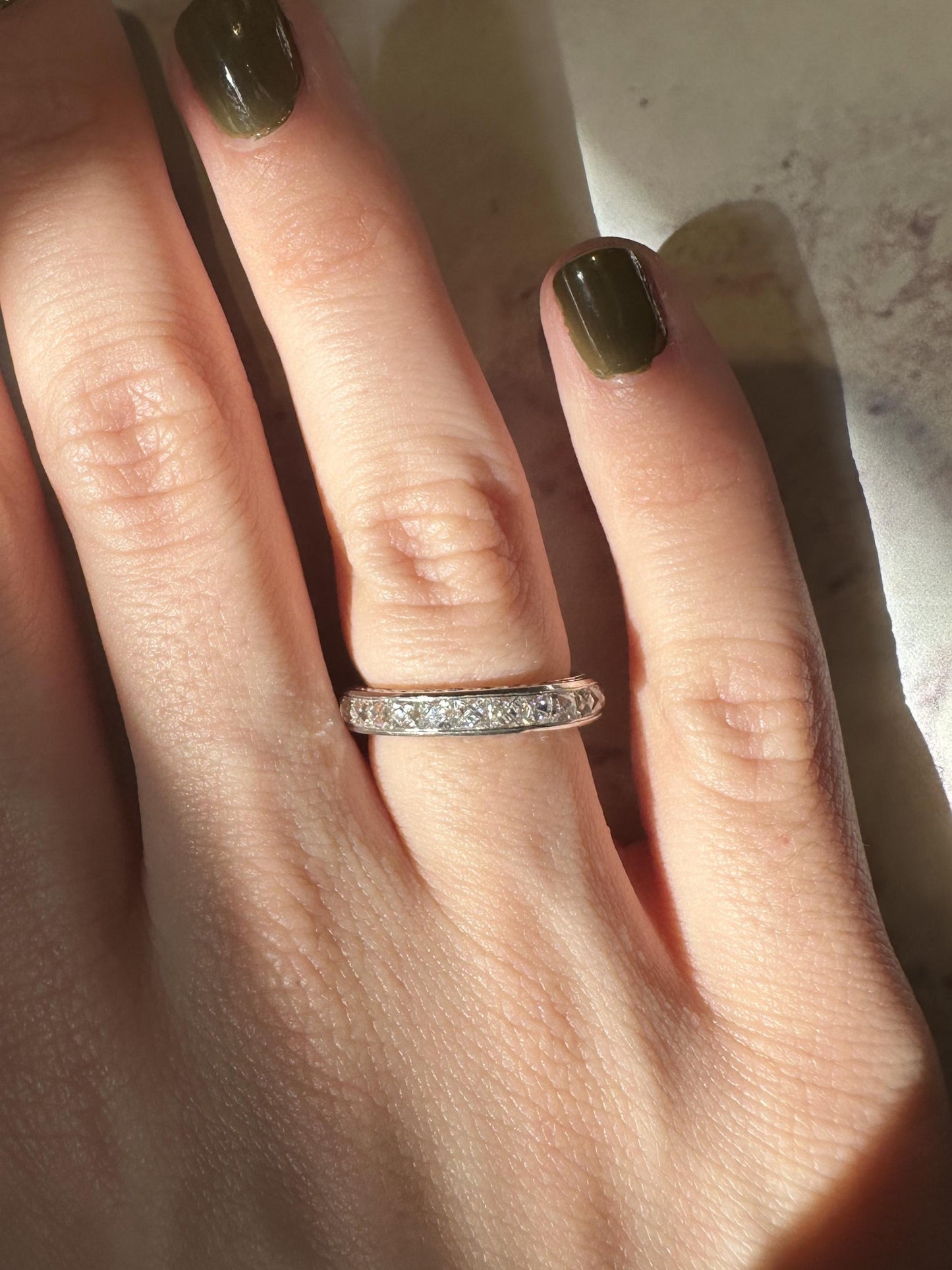 Platinum 3.50 Carat Repurposed Diamond Hand Engraved Eternity Band - Size 6