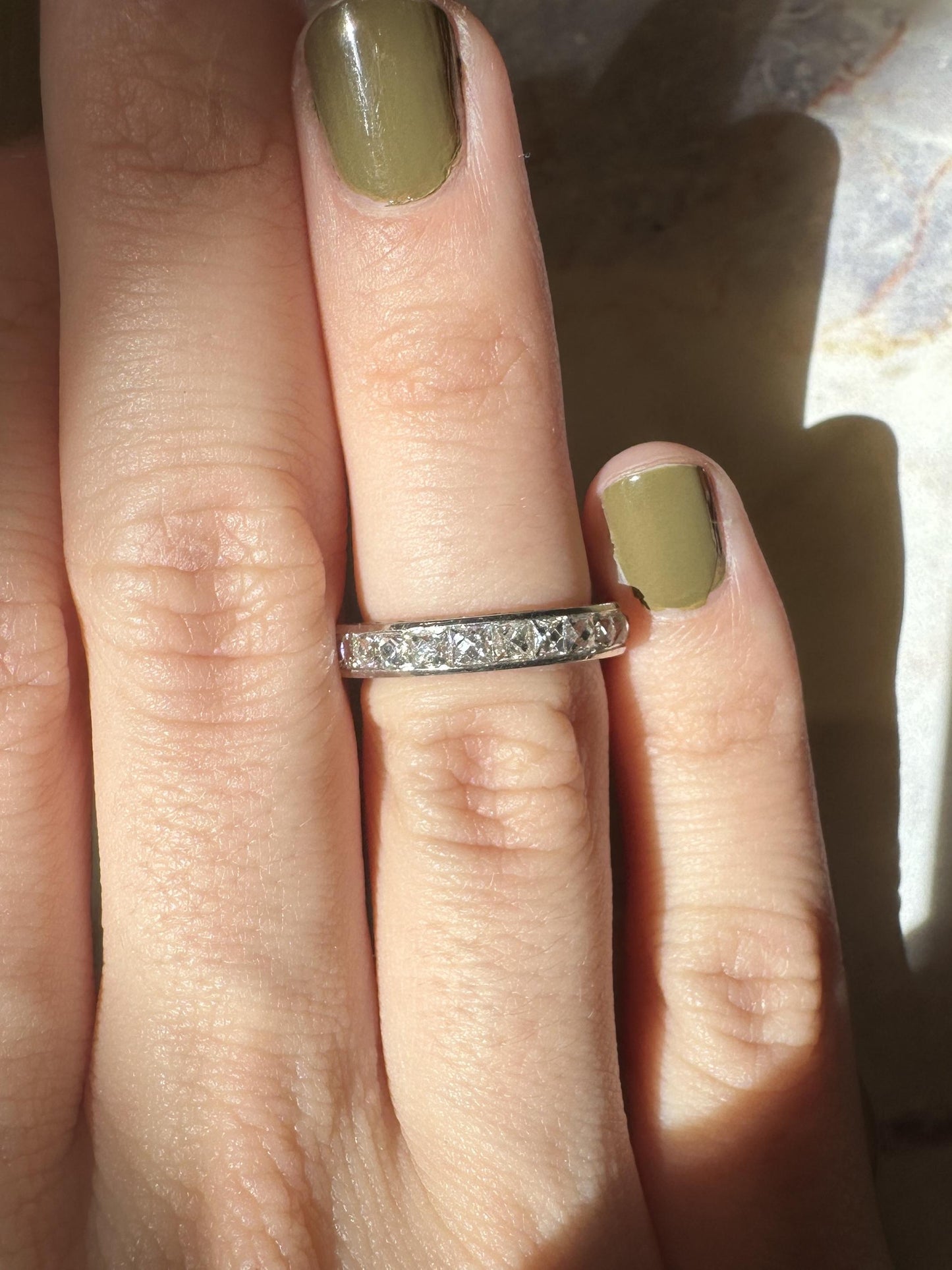 Platinum 3.00 Carat Repurposed Diamond Hand Engraved Eternity Band - Size 4